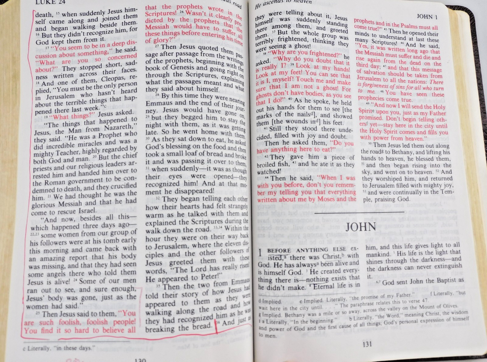 The Living Bible Large Print Brown Bonded Leather Red Letter Tyndale Pub 1984