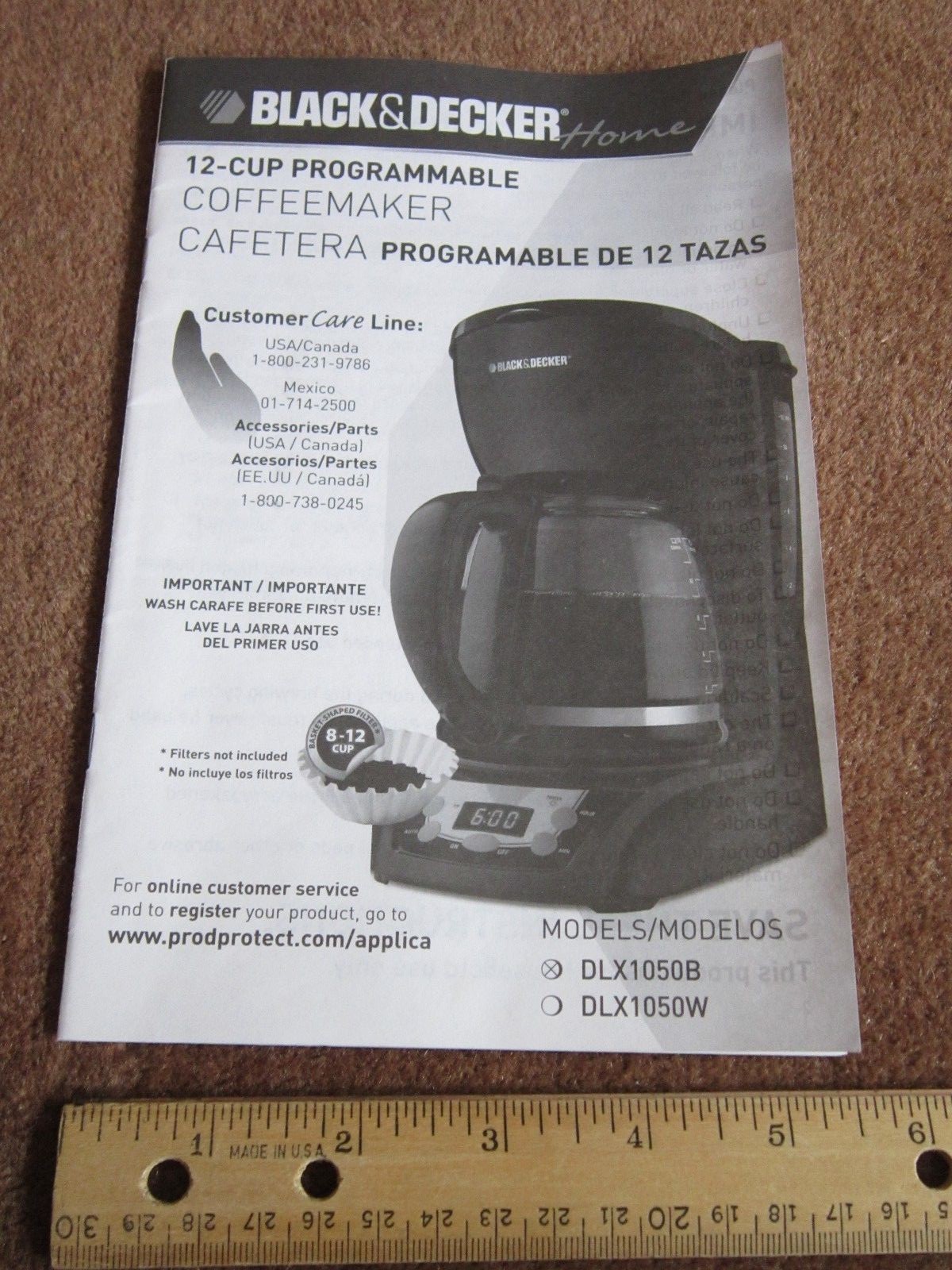 Black & Decker Coffeemaker INSTRUCTION MANUAL ONLY Model DLX1050B