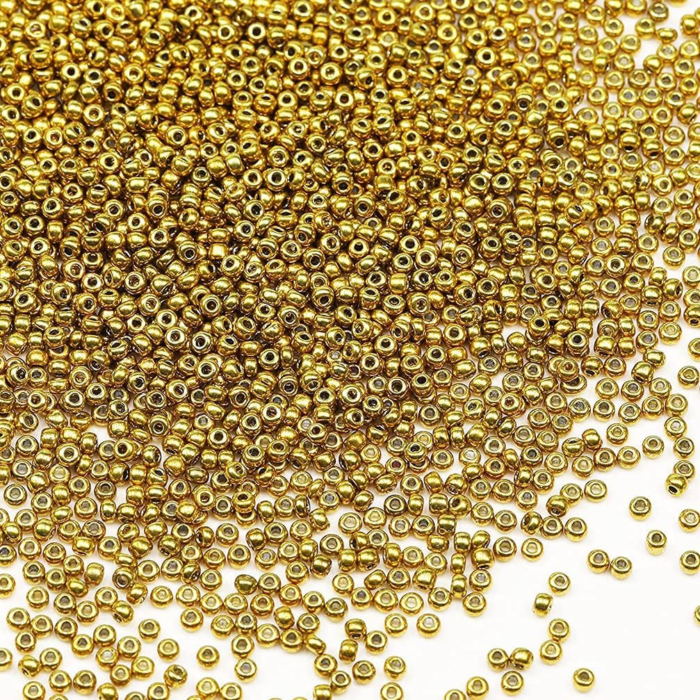 Golden Color 3mm Seed Beads About 3600pcs/100Grams in Bag, 8/0 Glass Craft Beads
