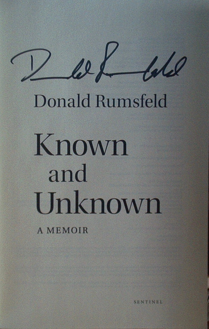 Know and Unknown a Memoir By Donald Rumsfeld – Near Fine – First Edition