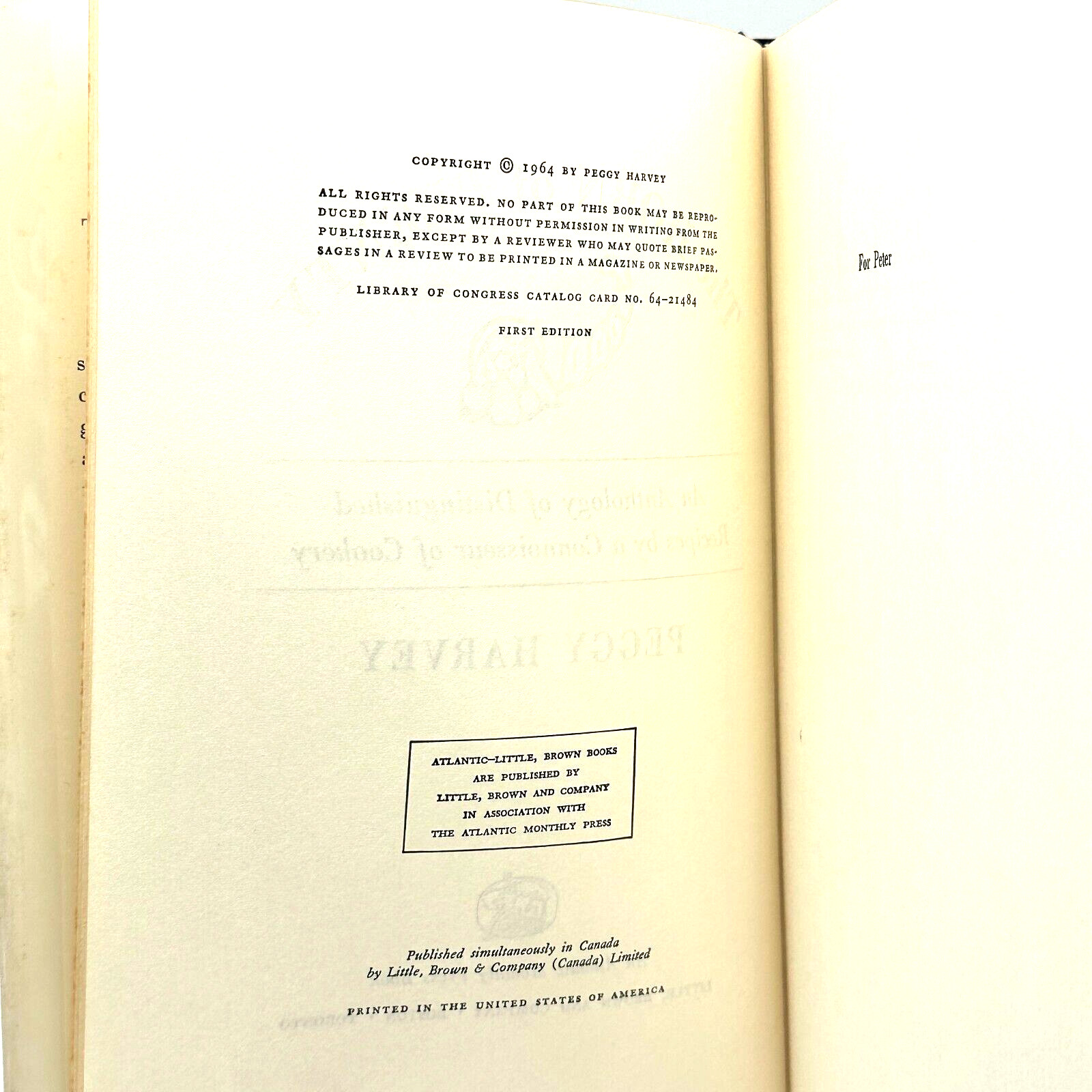 1964 Horn of Plenty Peggy Harvey First Edition Cookbook with Julia Child Blurb
