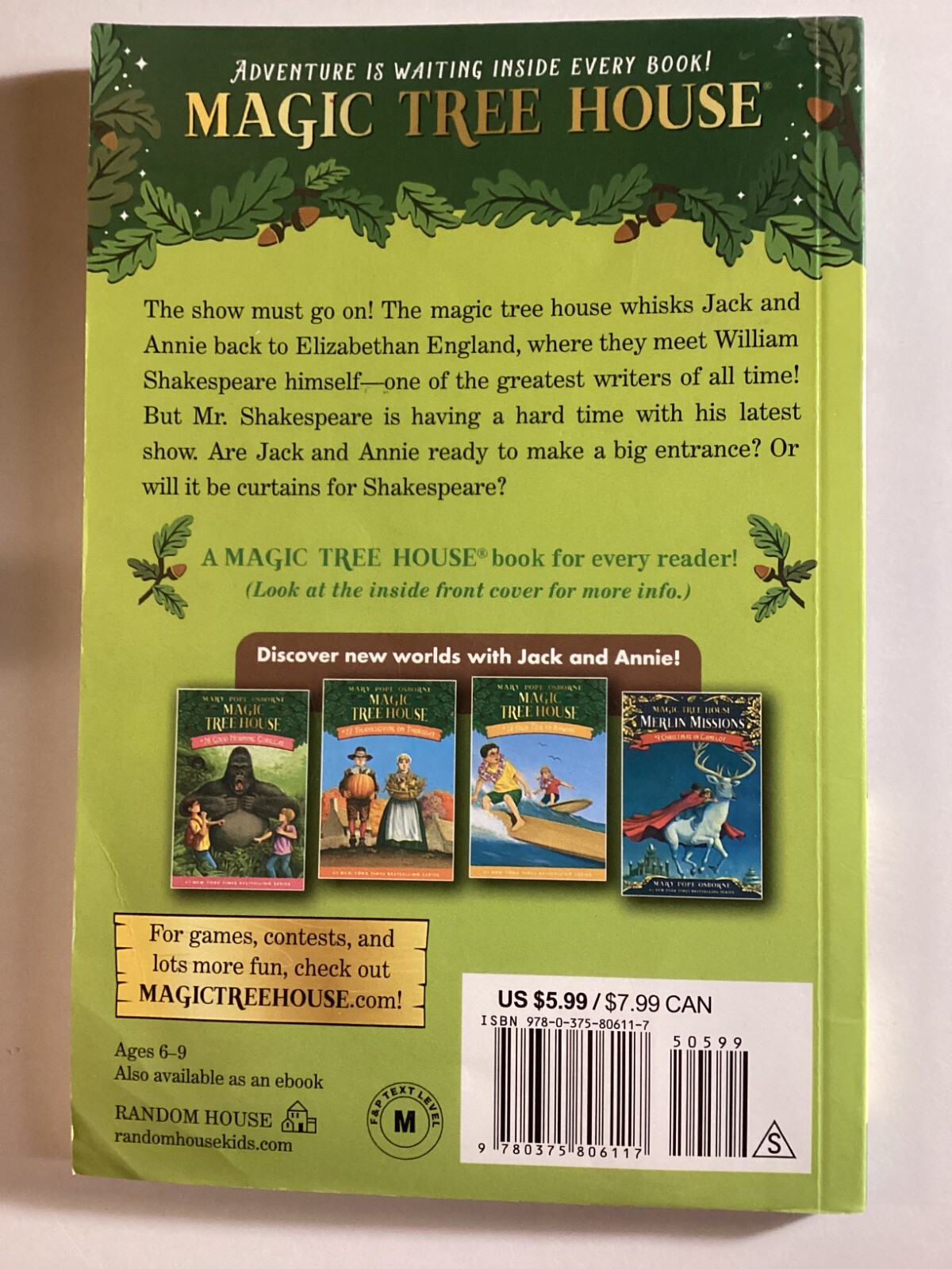 Lot of 4 Mary Pope Osborne Magic Tree House Books #21 #22 #25 #27 Free Shipping
