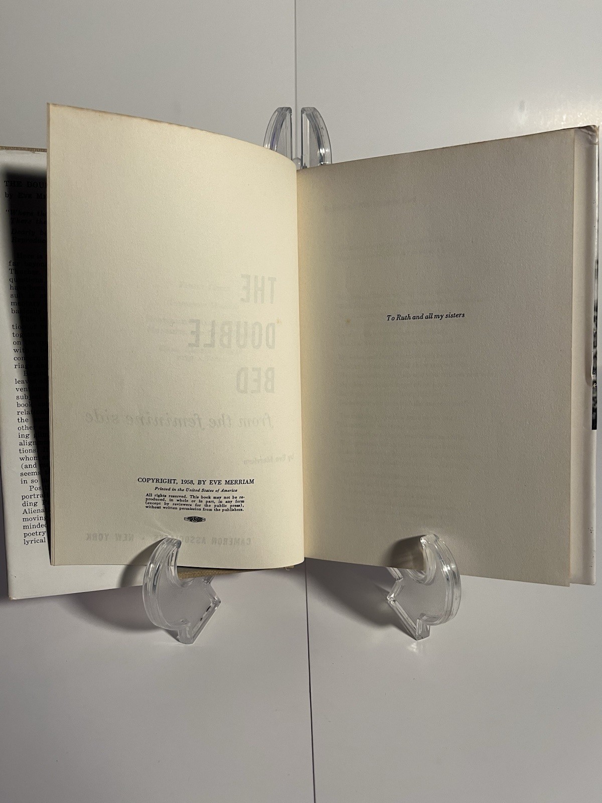 The Double Bed from the Feminine Side Eve Merriam 1958 1st Ed DJ