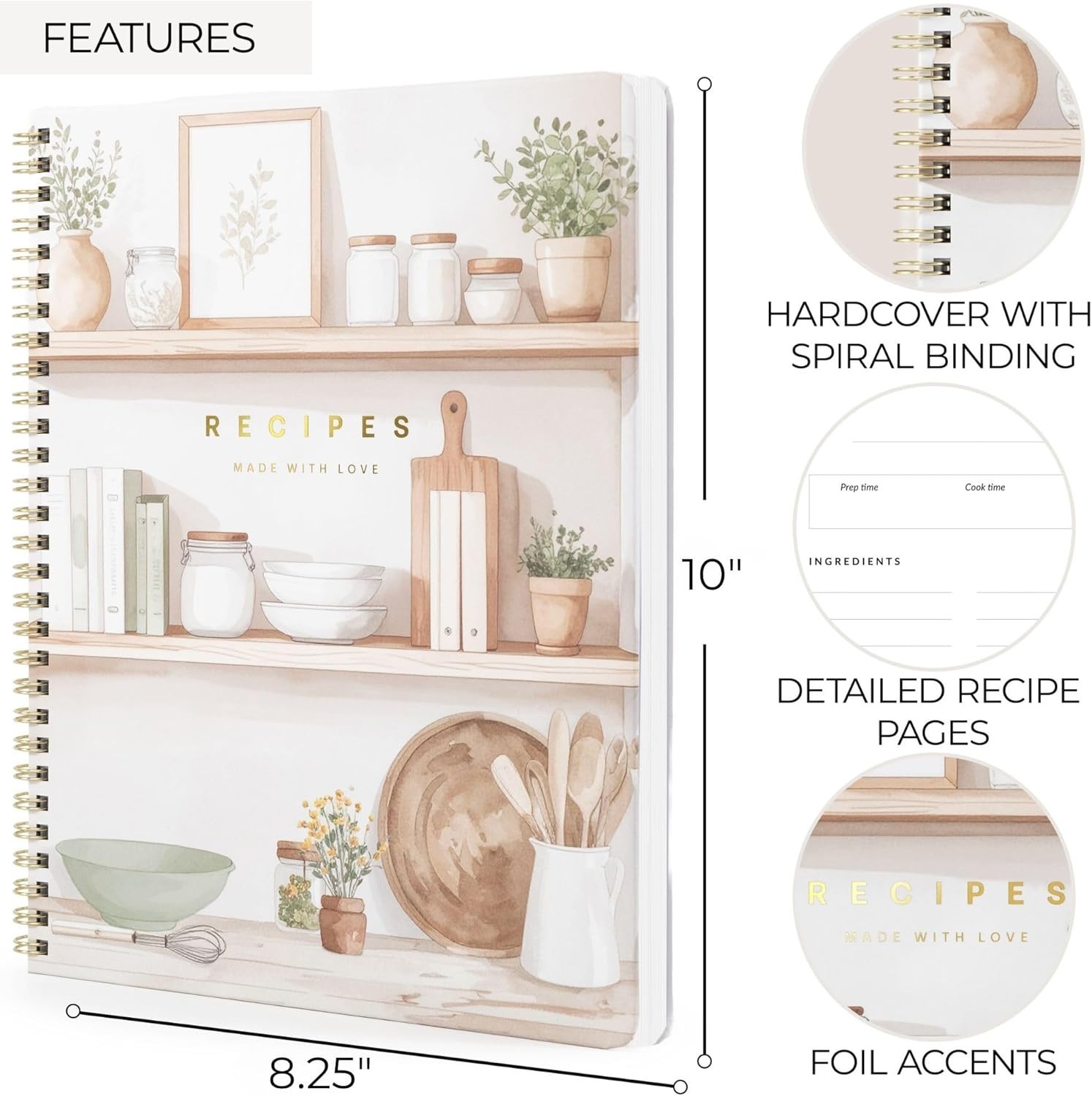 Beige Recipe Organizer – 106 Pages for Cherished Meals & Generational Flavors