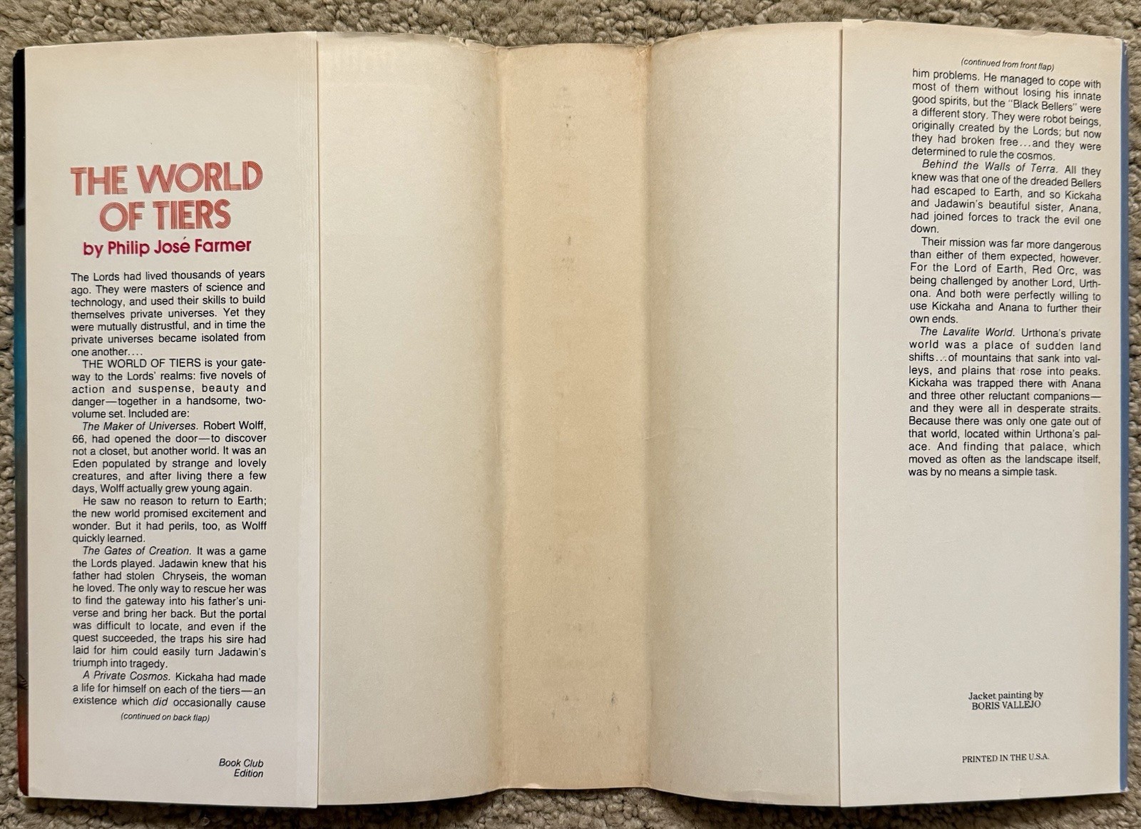 THE WORLD OF TIERS VOL 2 BY PHILIP JOSE FARMER 1977 BOOK CLUB EDITION HCDJ