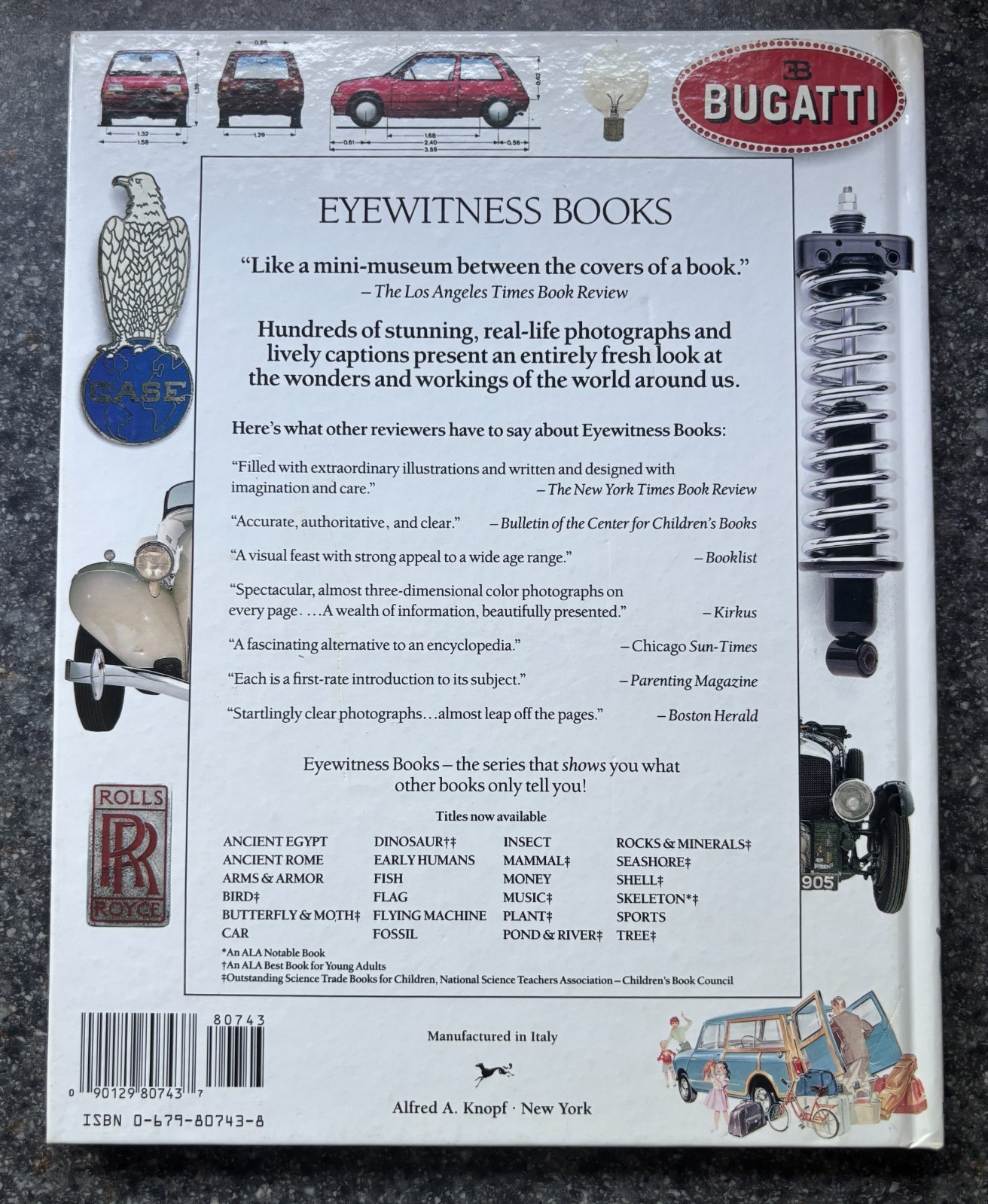1990 Vintage Eyewitness Books: Car; Knopf, 21, Hardover Book