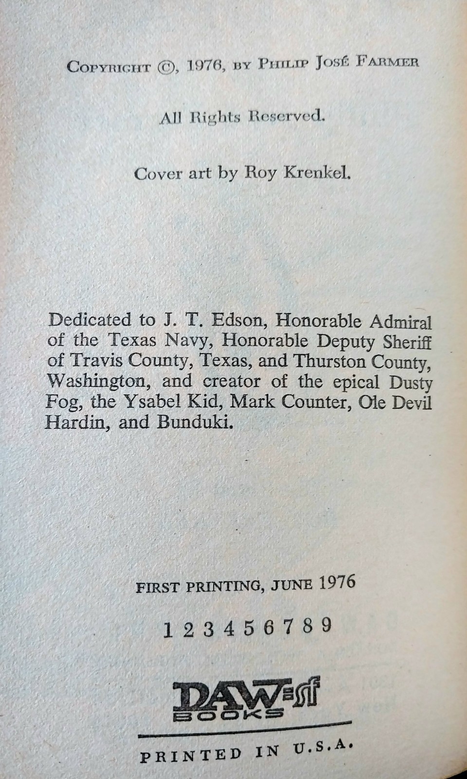 Philip Jose Farmer – Flight to Opar – Daw Books First Printing 1976