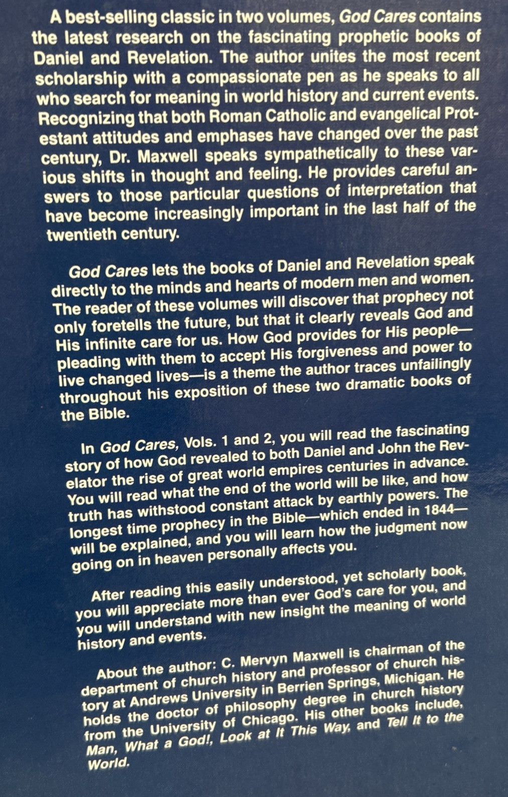 God Cares The Message Of Daniel Revelation Vols. 1 and 2 by Mervin Maxwell HC