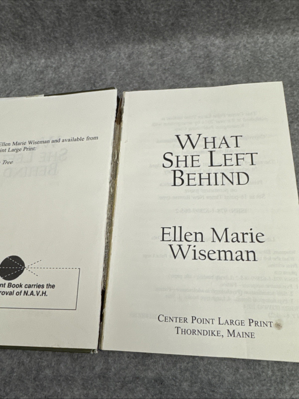 What She Left Behind by Ellen Marie Wiseman (2014, Library Binding)