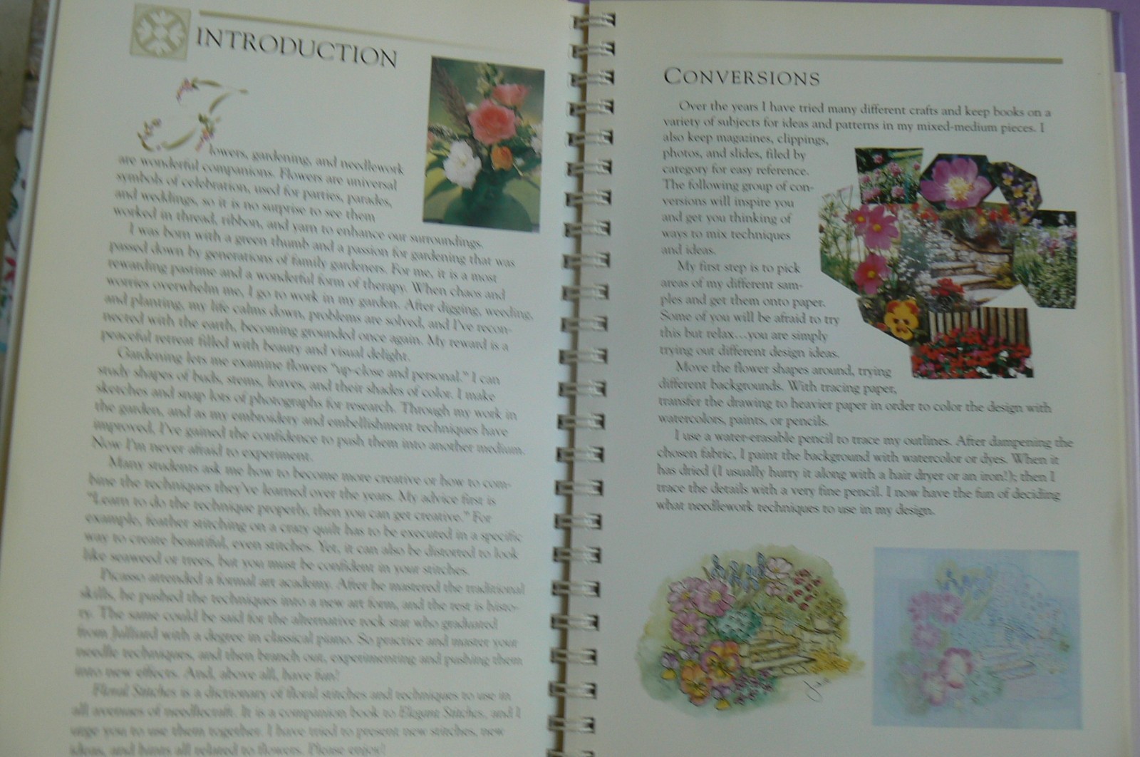 FLORAL STITCHES, illustrated guide, Judith Baker Montano,spiral HC LN!