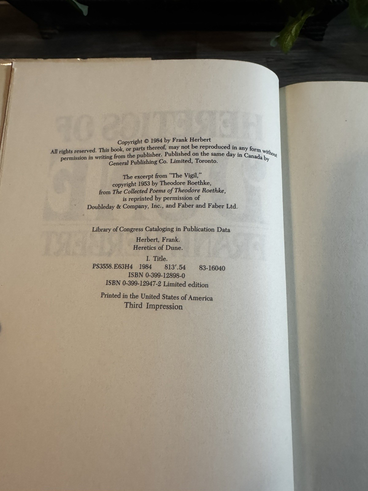 Heretics of Dune Frank Herbert Hardcover DJ 1984 1st Edition Limited Edition