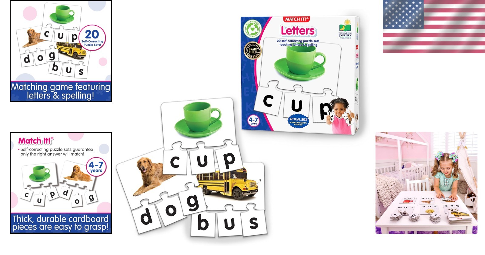 Match It! – 20-Piece Self-Correcting Spelling Puzzles for Little Learners