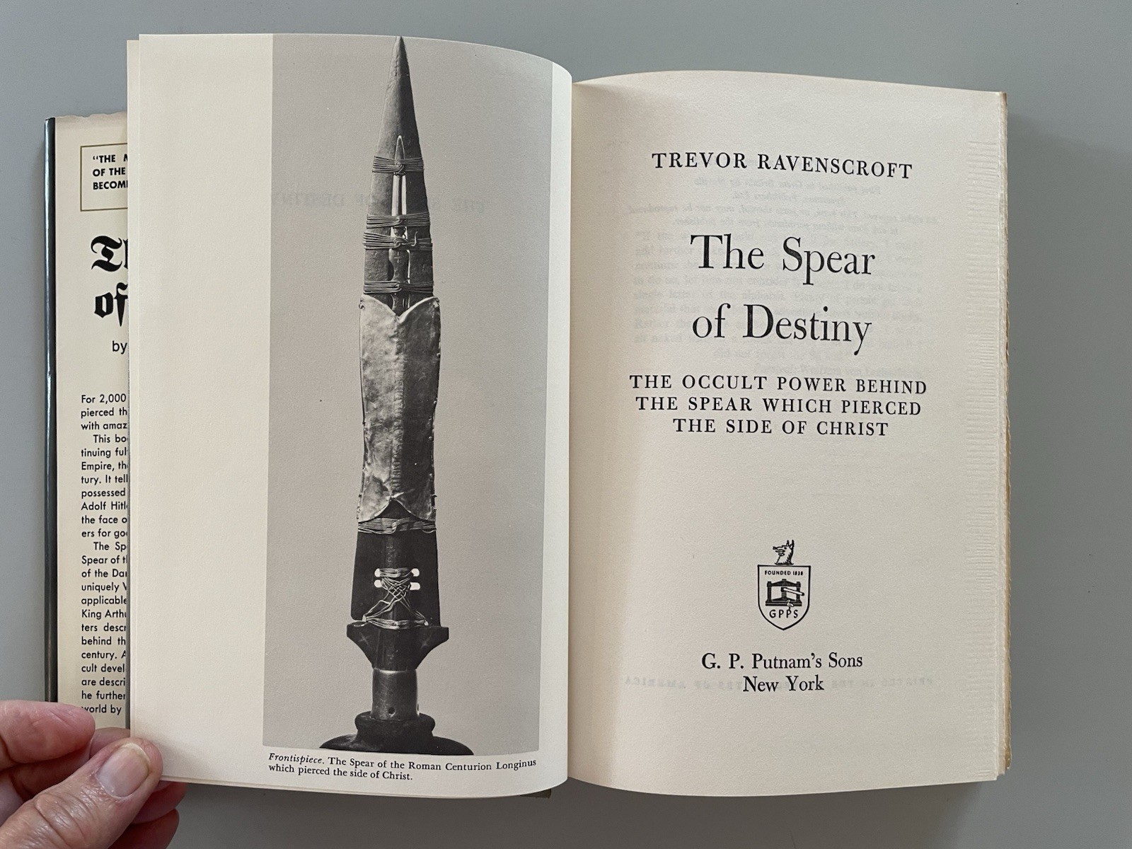 The Spear of Destiny. Trevor Ravenscroft. 1973. HC/DJ [occult power, Hitler]