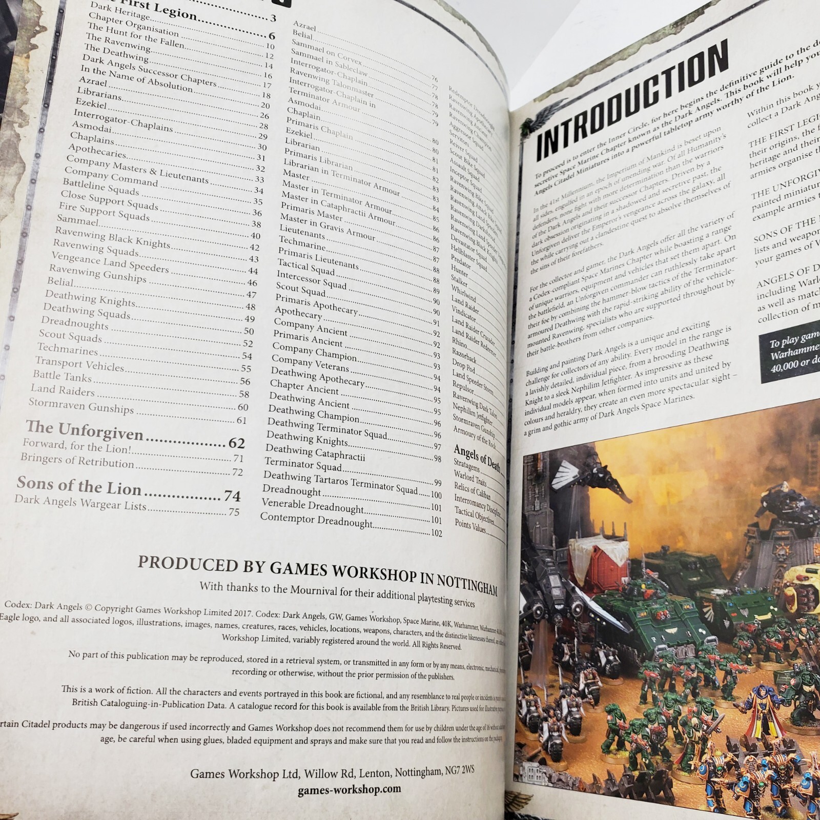 Warhammer 40k Codex Adeptus Astartes Dark Angels Book Hardcover Sons of Lion