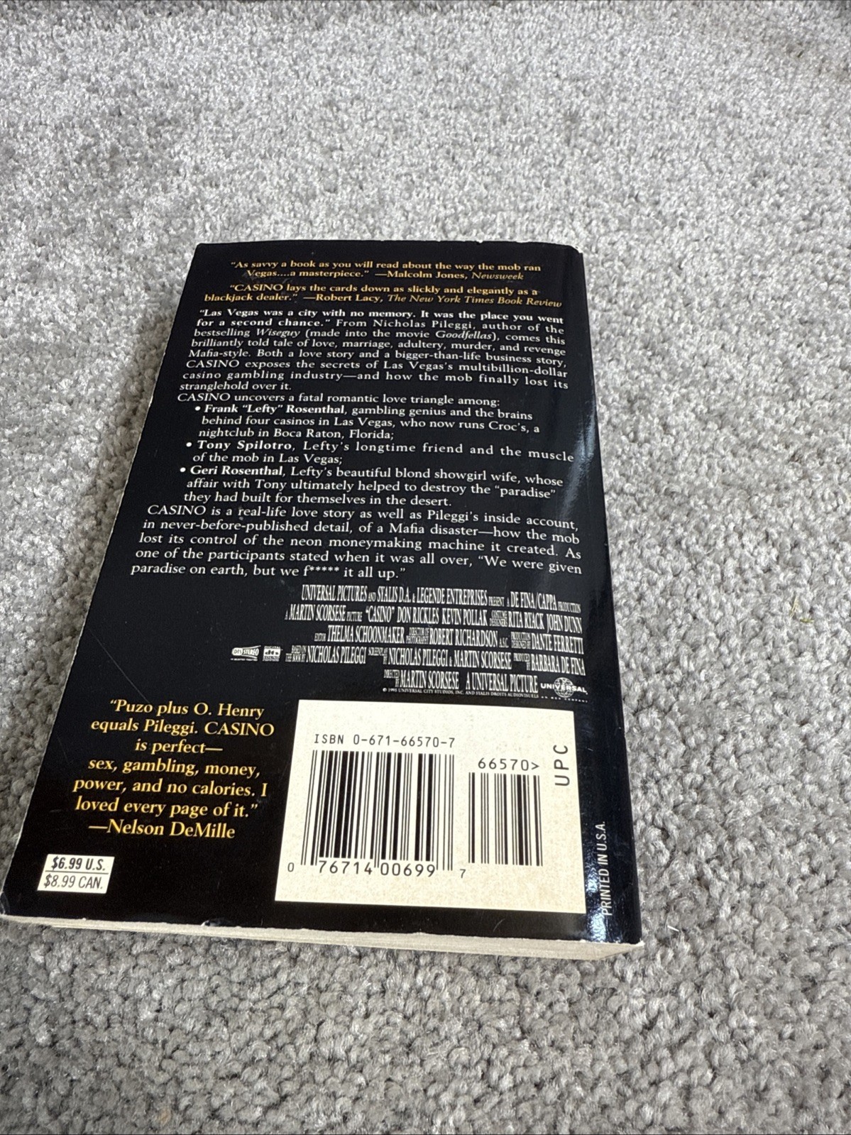 CASINO by Nicholas Pileggi 1996 1st Print Pocket MOVIE TIE-IN Paperback