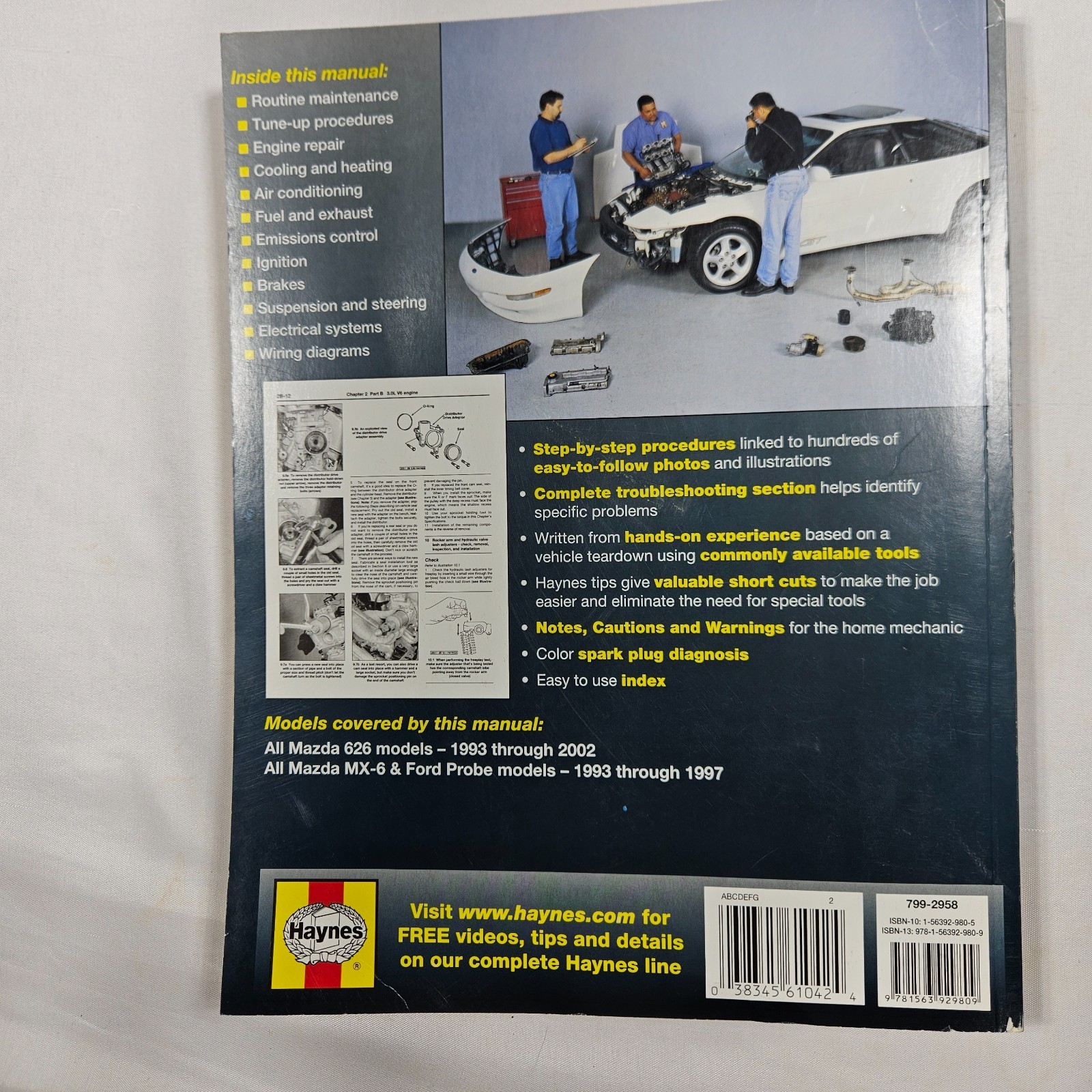 Haynes Repair Manual Mazda 626 & MX-6 Ford Probe 1993-2002 61042 Like New