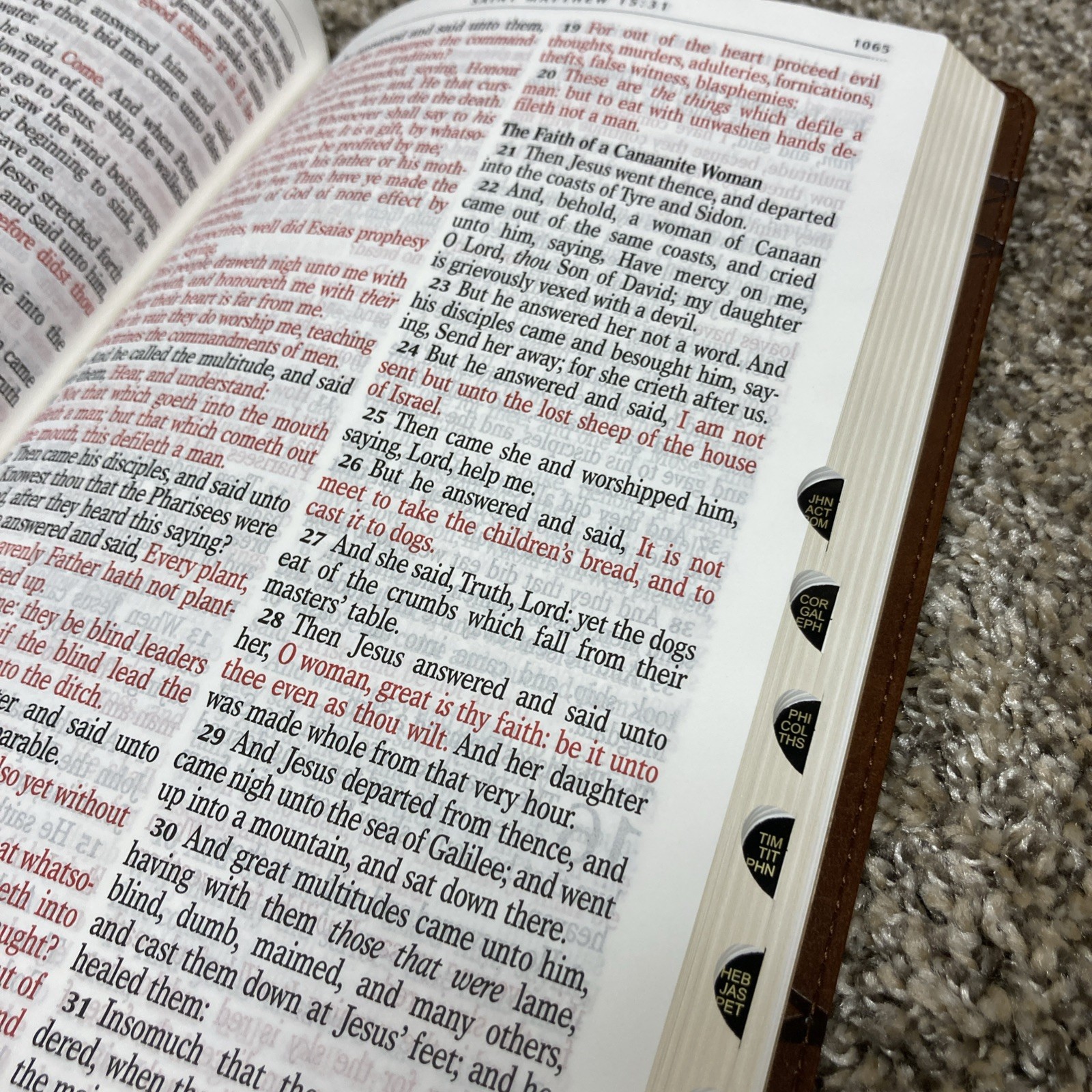 KJV Giant Print Bible | Indexed | Brown Crown of Thorns | red letter