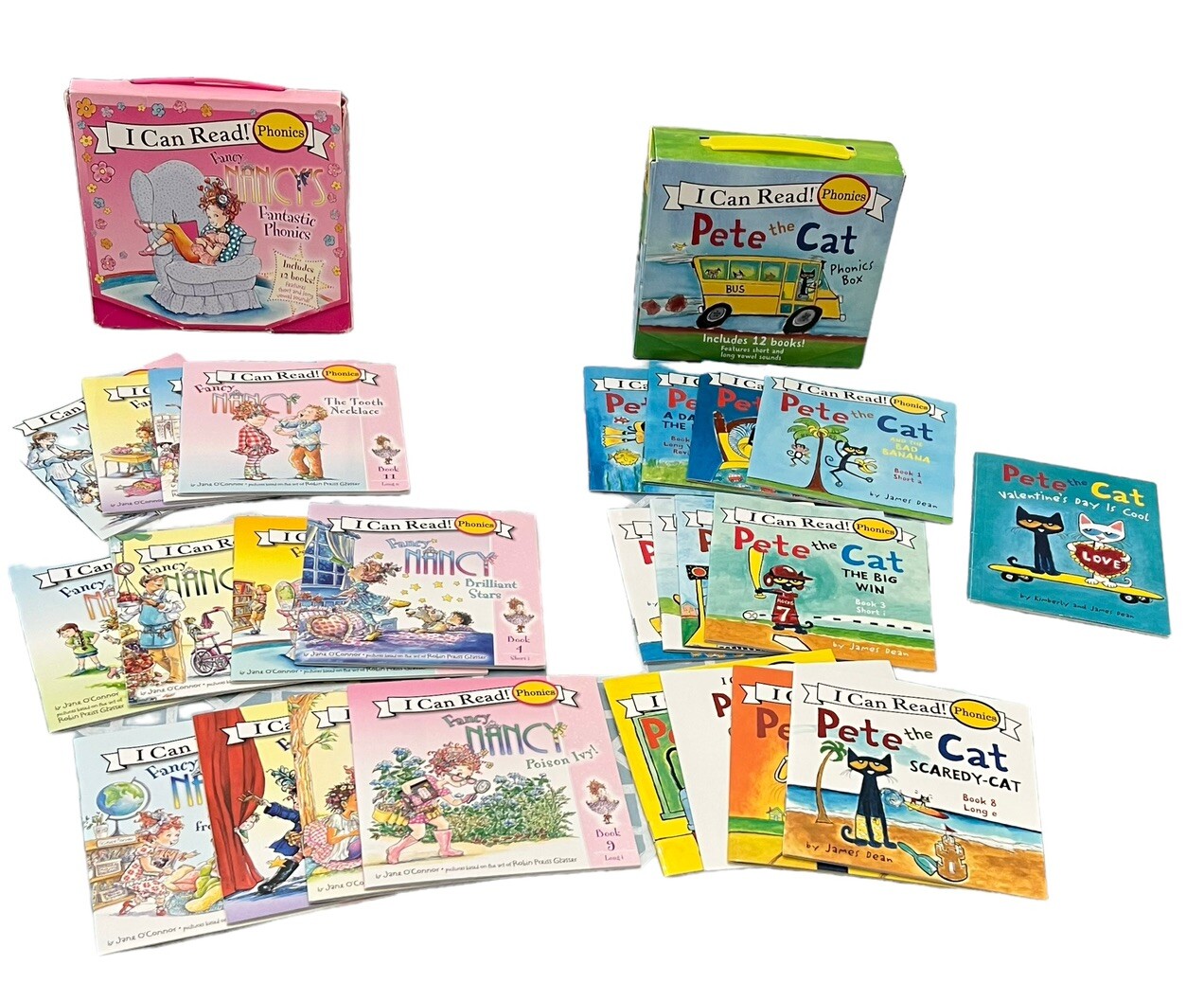 I Can Read! Fancy Nancy & Pete The Cat Phonics Boxes 12 Books Each