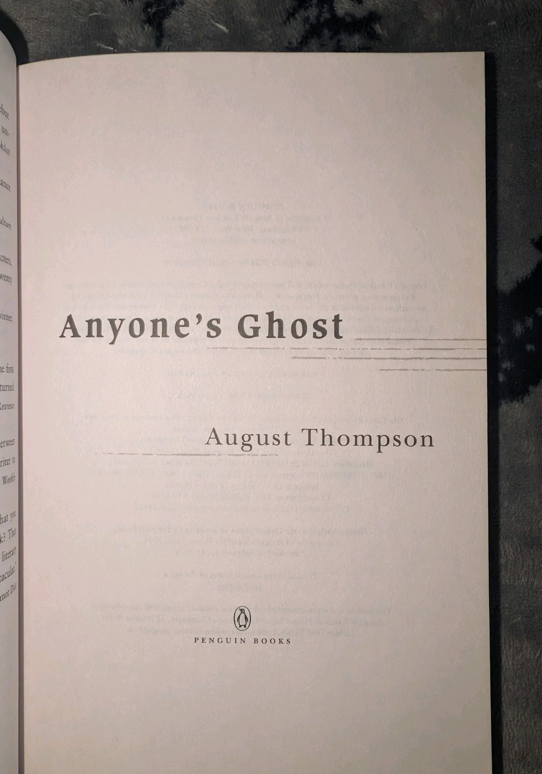 Anyone’s Ghost a Novel by August Thompson (2025, Trade Paperback) Acceptable