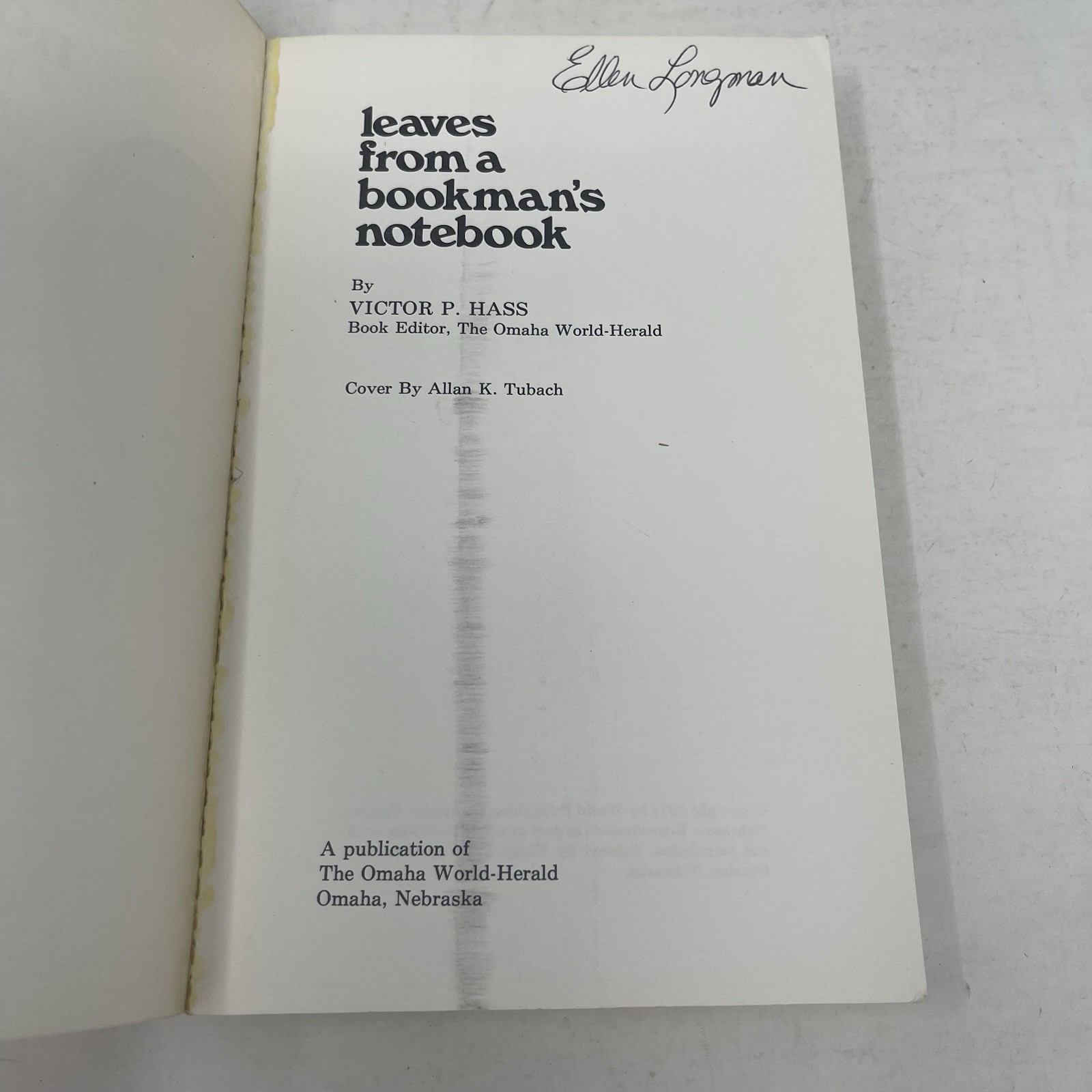 Leaves from a Bookman’s Notebook Victor Hass 1972 PB Omaha World Herald