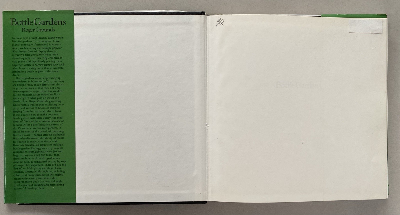 Bottle Gardens by Roger Grounds (1976 1st Ed. HCDJ) Terrariums