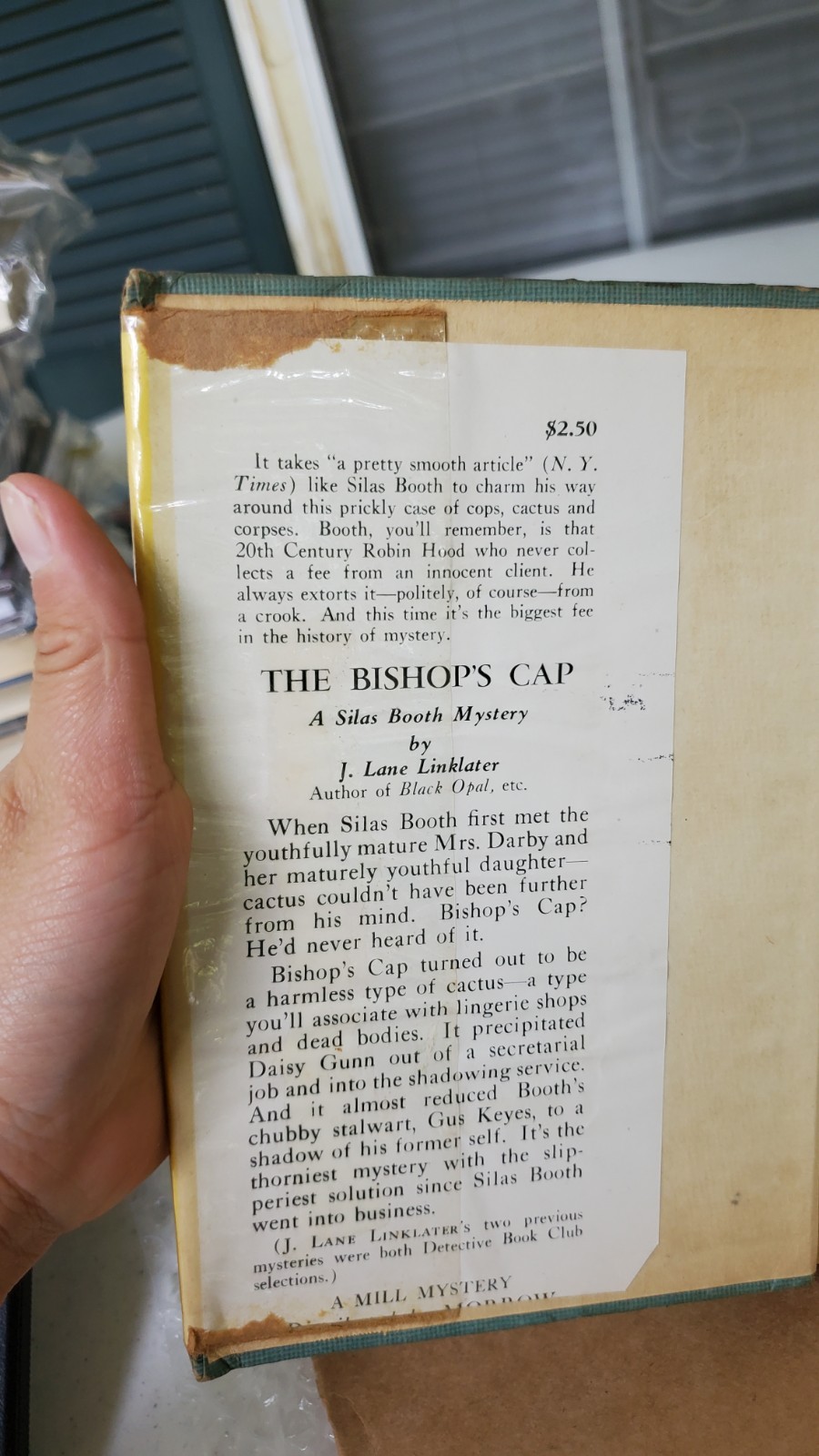 The Bishop’s Cap By J. Lane Linklater William & Morrow 1948 Hardcover