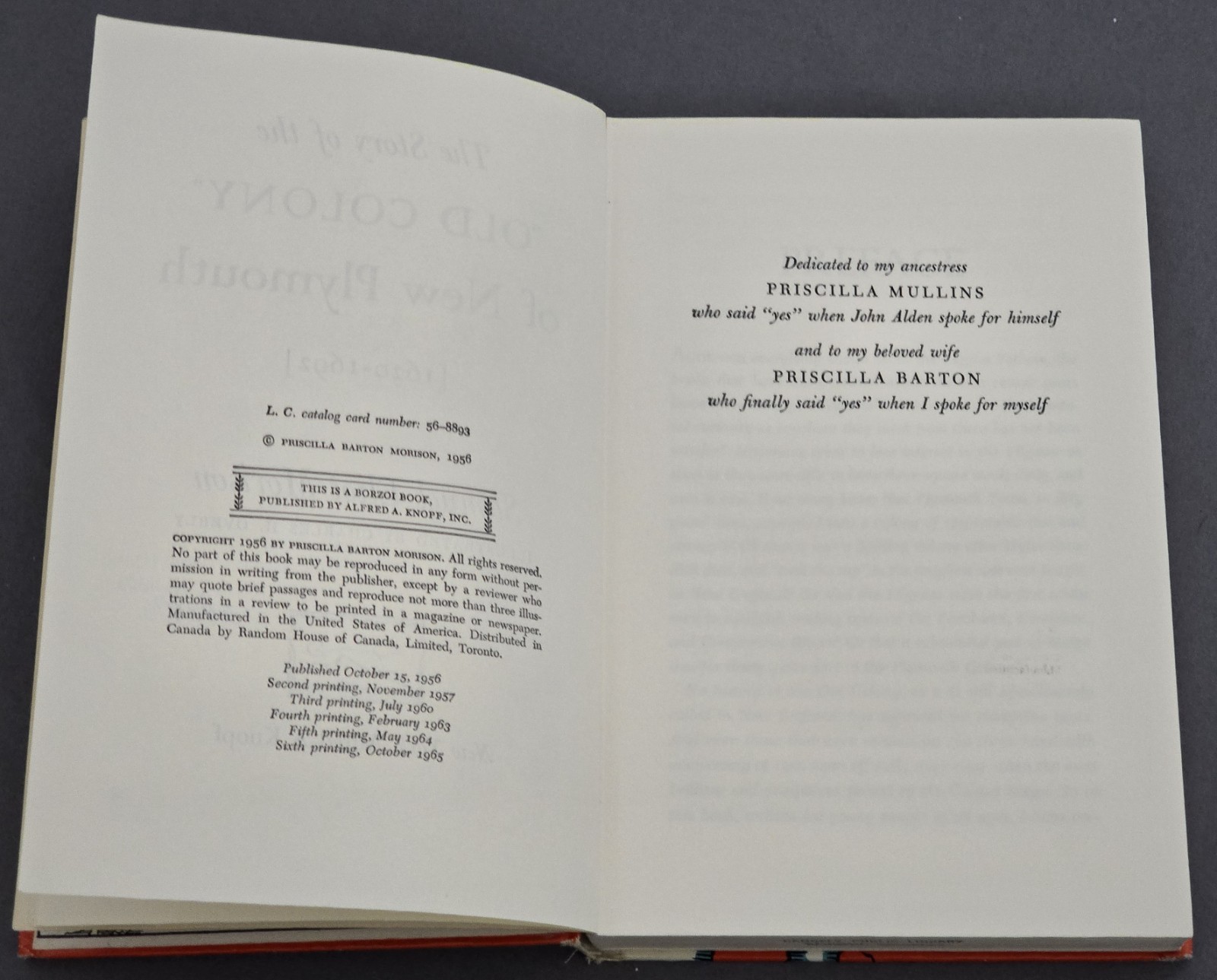 The Story of the “Old Colony” of New Plymouth by Samuel Eliot Morison Ex-Library