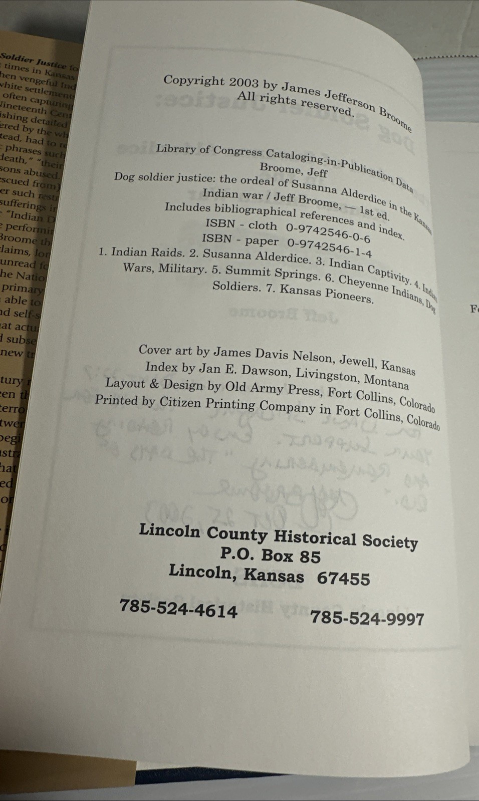 Dog Soldier Justice Ordeal Susanna Alderdice Kansas Indian War SIGNED Broome