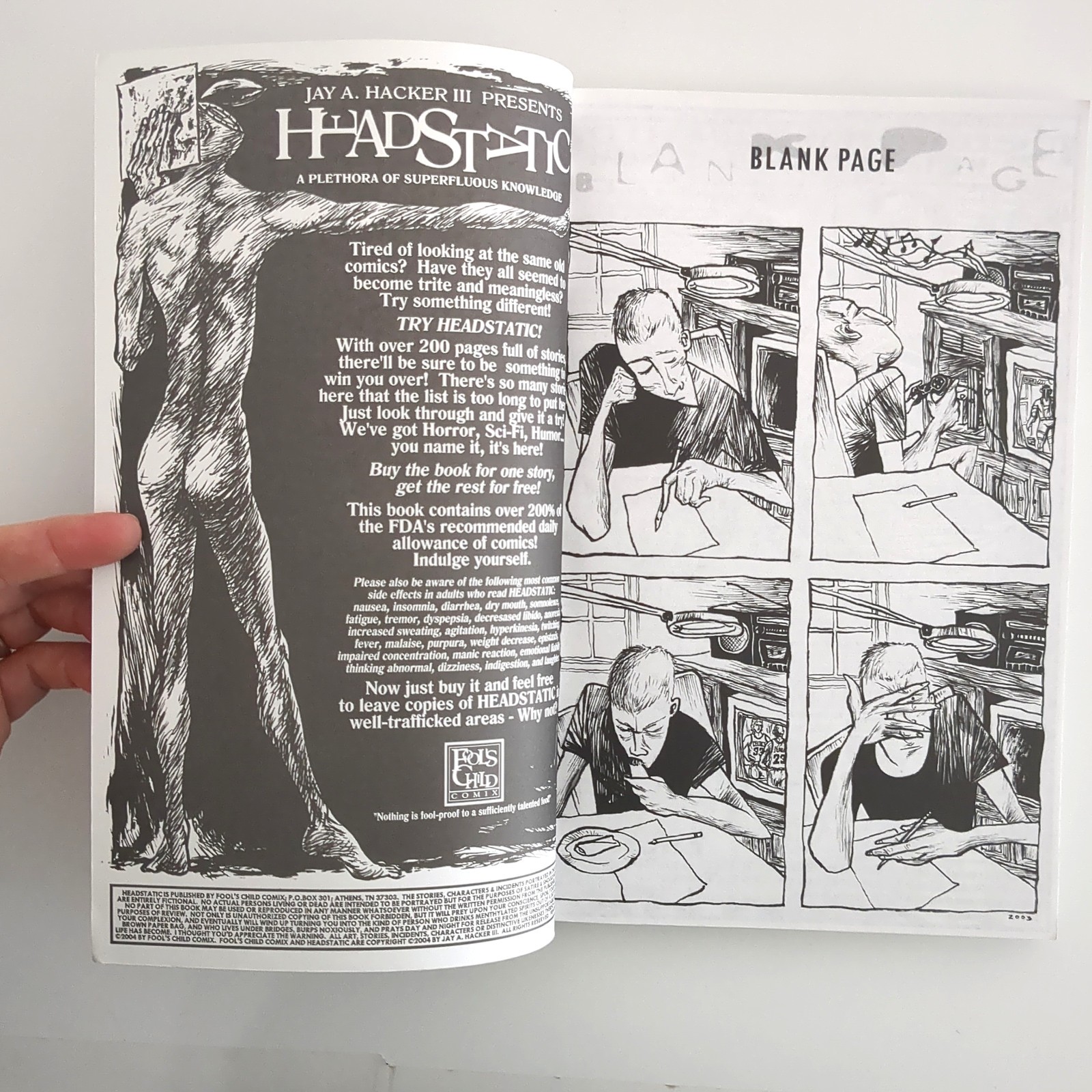 Headstatic Indie Horror Comics Anthology Paperback Book Jay Hacker 2004