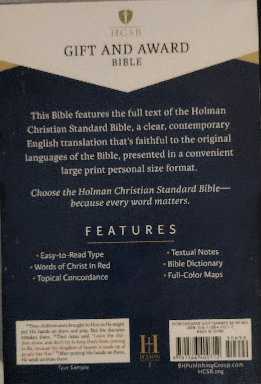 HCSB Gift and Award Bible, Blue Imitation Leather by Holman Bible Publishers, LN
