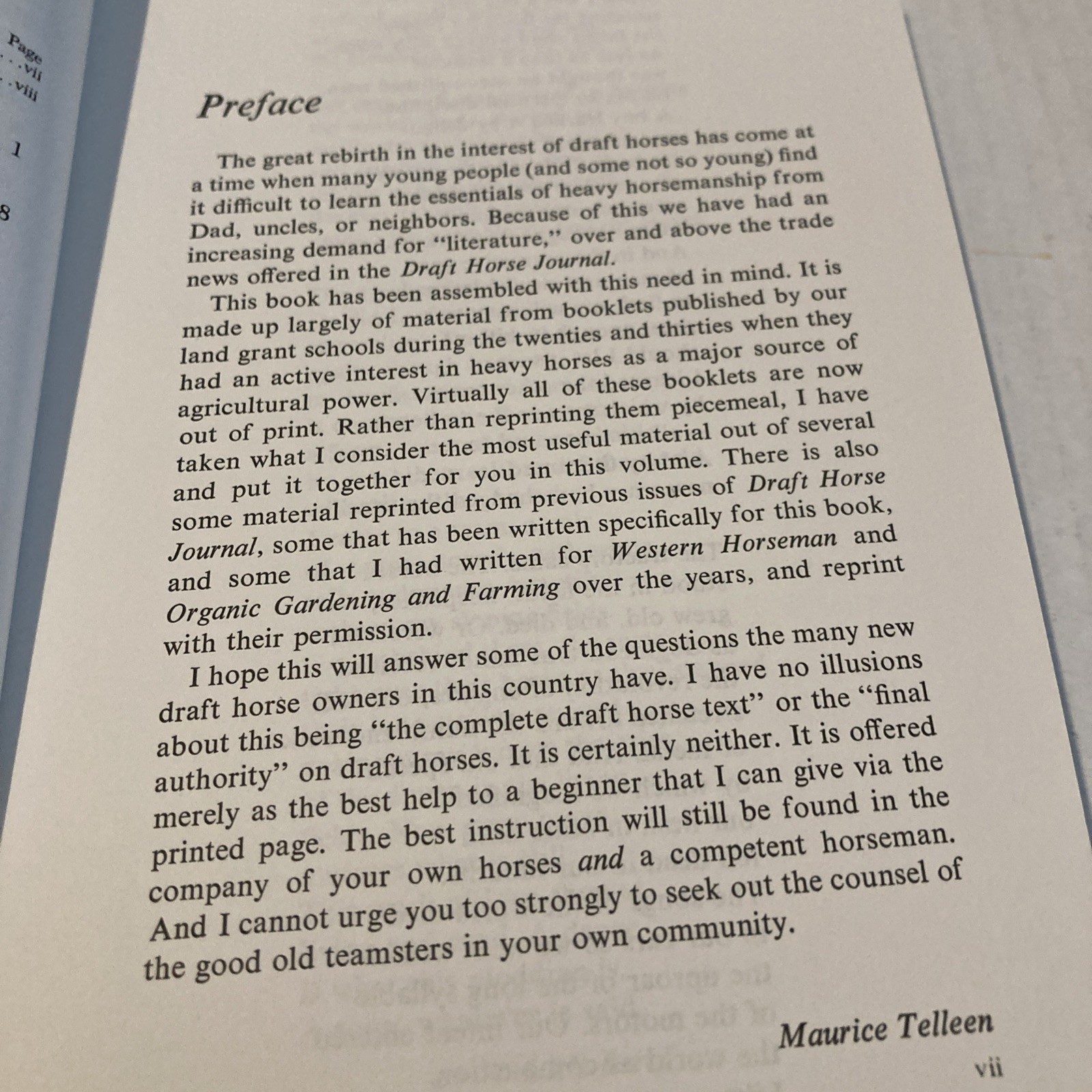 The Draft Horse Primer by Maurice Tellen 1977 Paperback 392 Pages