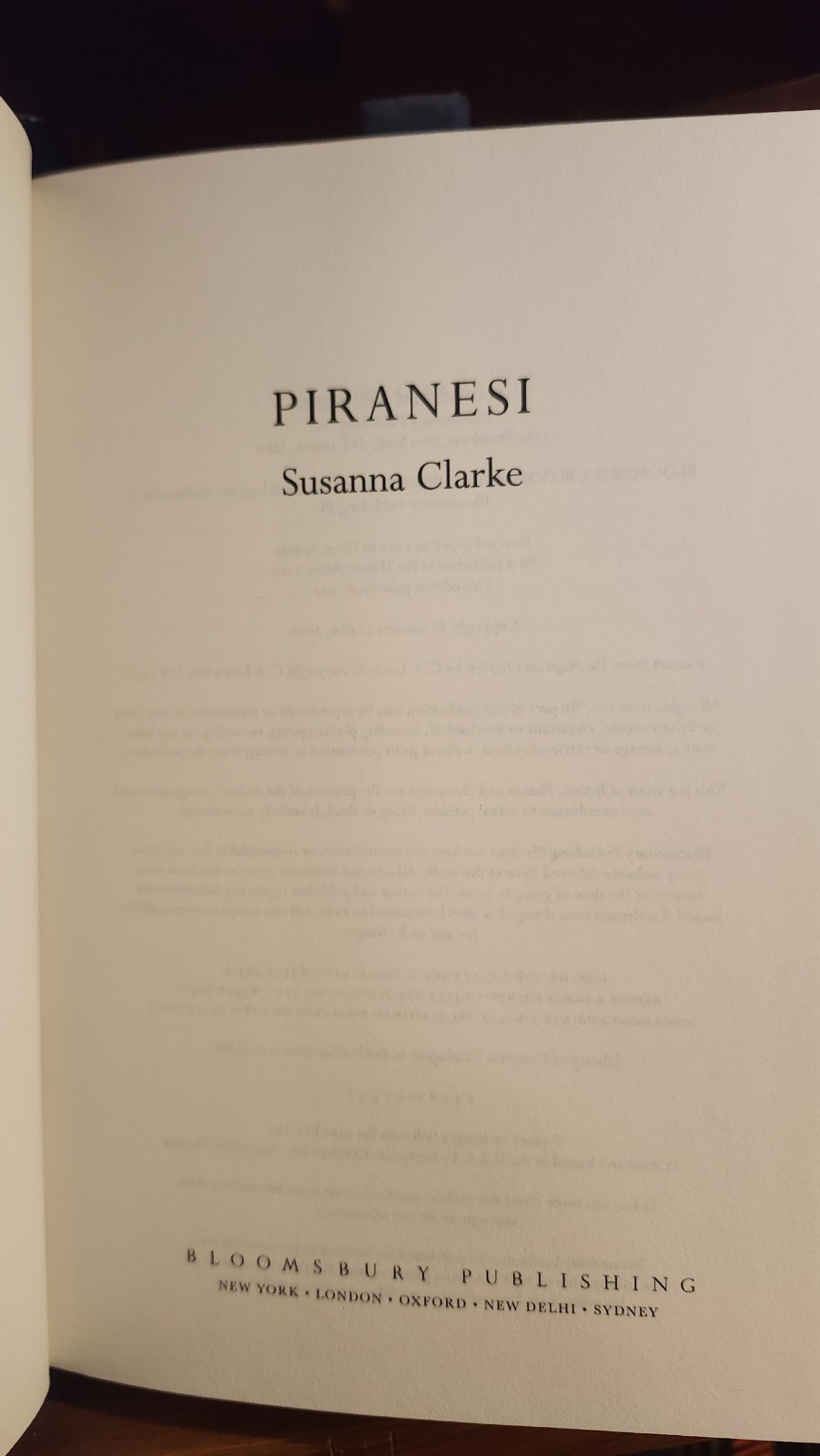 Piranesi by Susanna Clarke (2021 1st printing) Hardcover with Dust Jacket