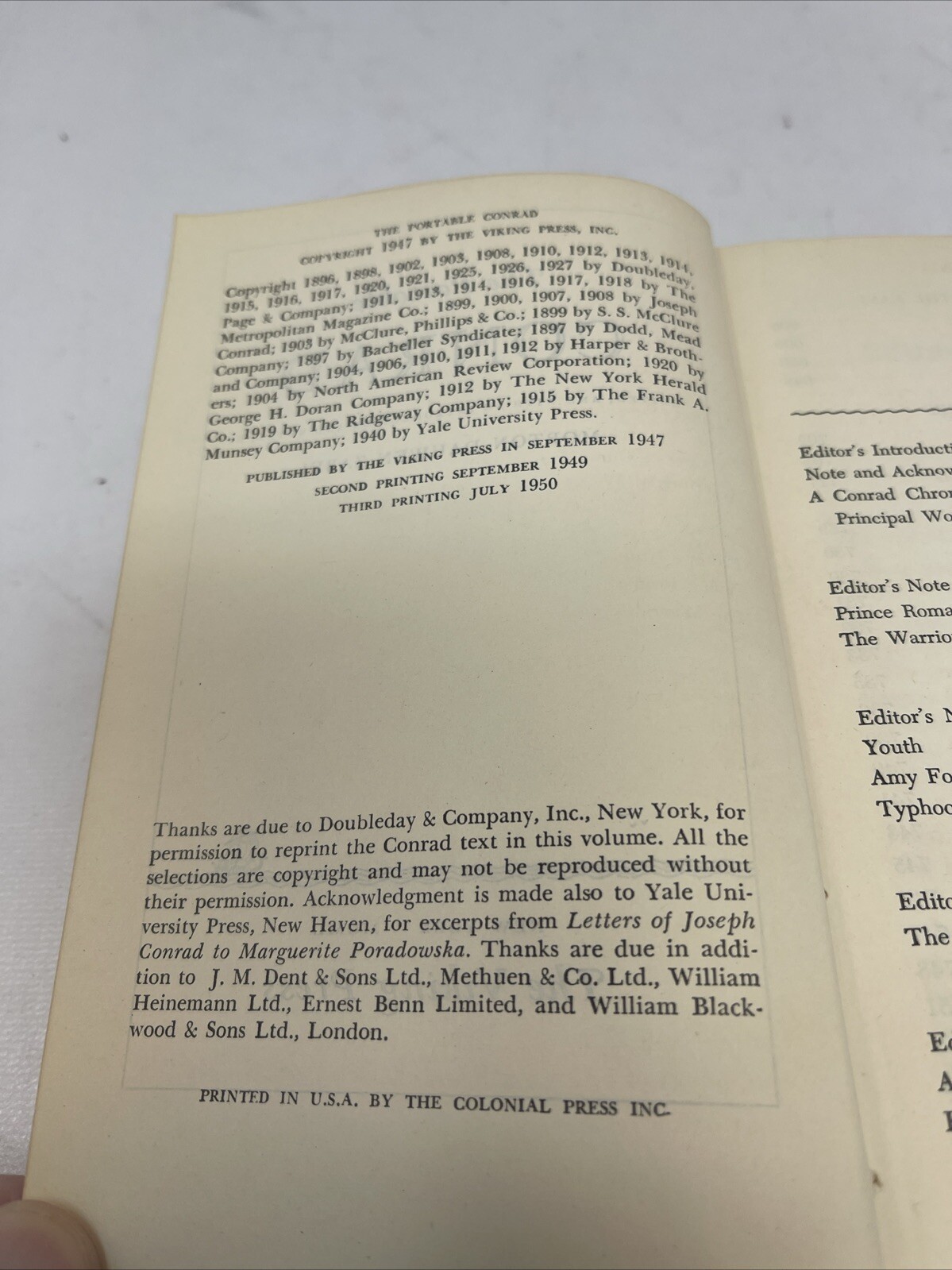 The Portable Conrad – Morton Dauwen Zabel – Viking Press – Third Printing 1950