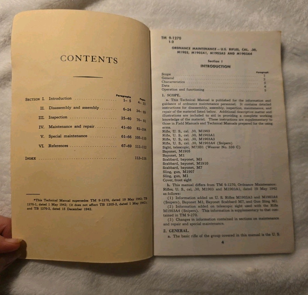 War Department Technical Manual TM9-1270 U.S Rifles, Cal. 30, – 20 January, 1944