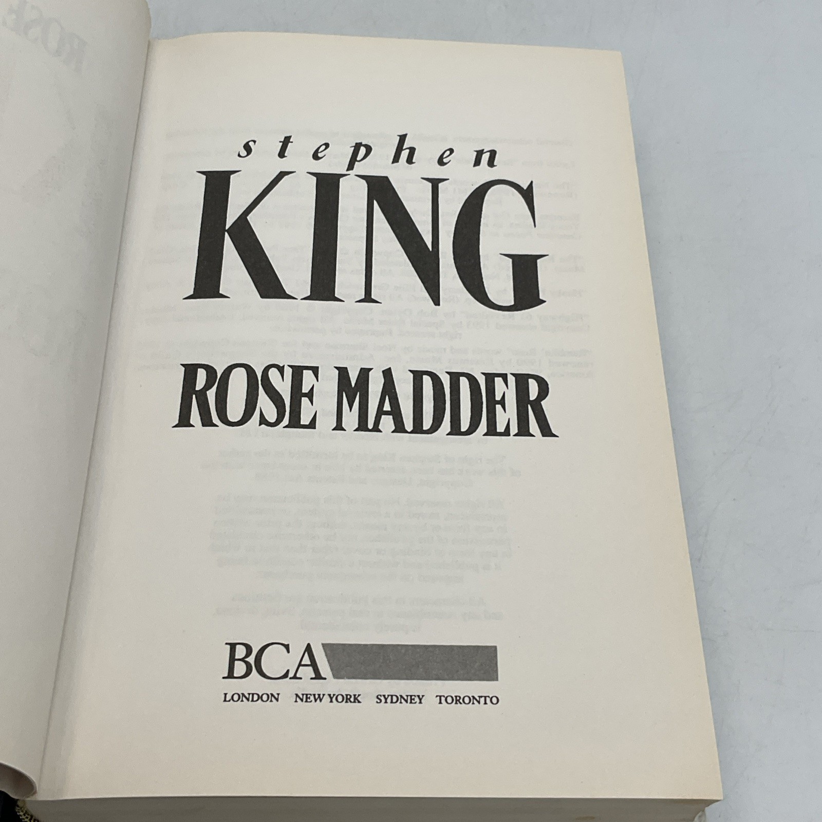 Rose Madder Stephen King First Edition UK Edition, Hardcover Dustjacket, Rare Bo