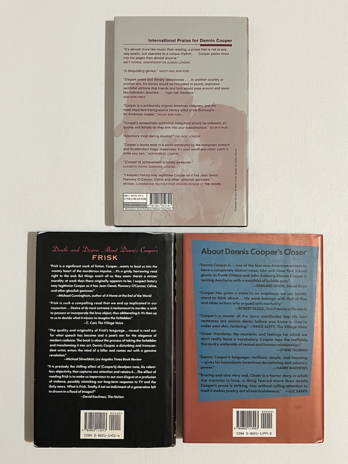1st Edition Dennis Cooper Transgressive Gay HC Book Lot Frisk My Loose Thread