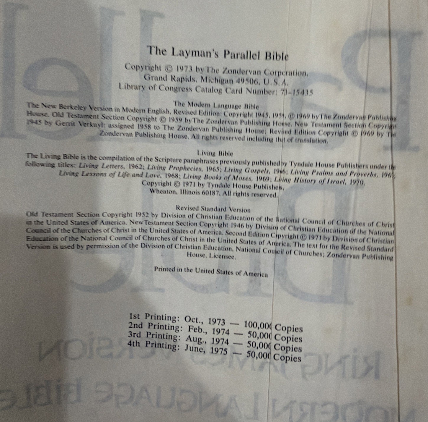 The Layman’s Parallel Bible (1975 Vintage Hardcover, Zondervan) – Clean Text