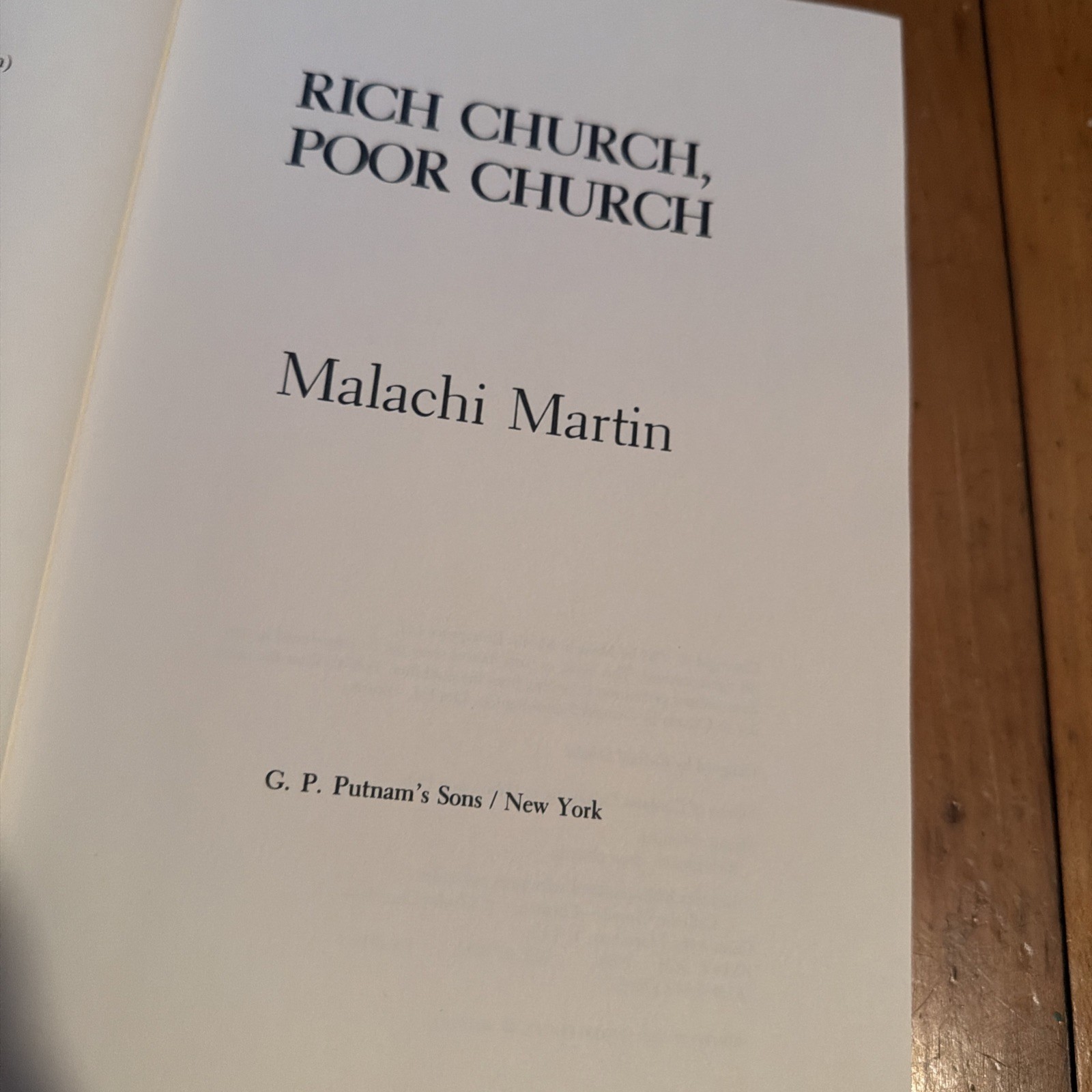 Malachi Martin Rich Church Poor Church 1984 First Edition HC DJ Catholic