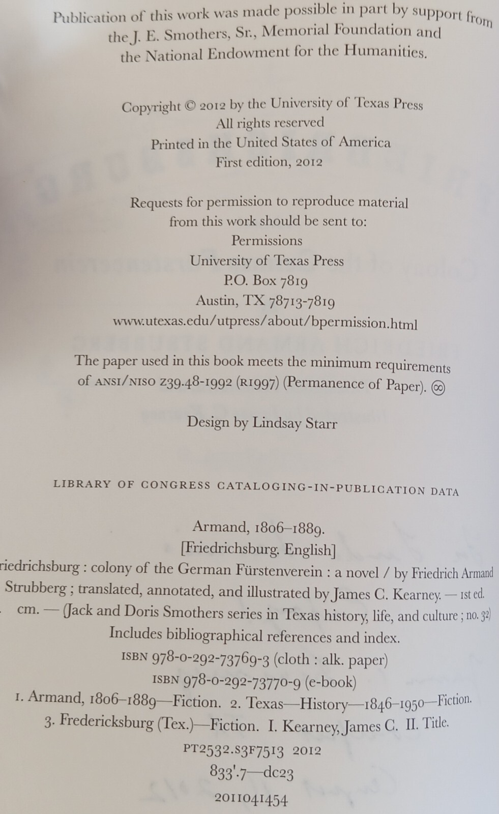 Friedrichsburg • Strubberg (2012 • 1st Ed. • Signed • VG)