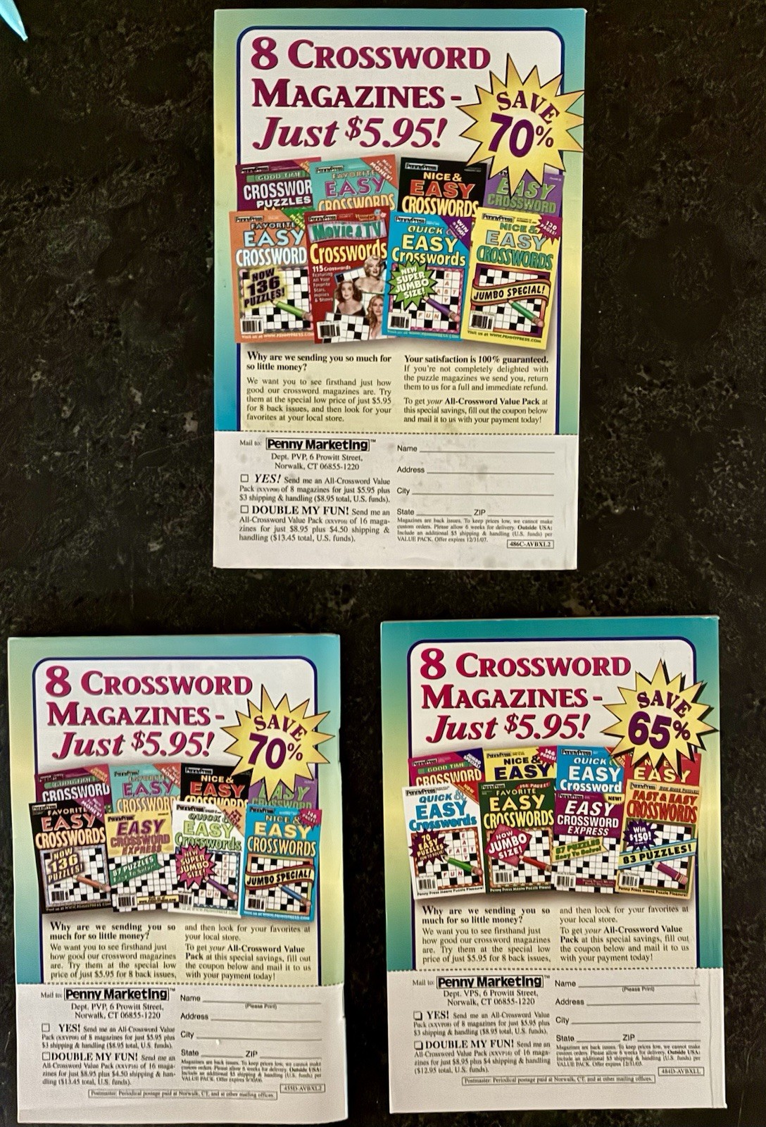 Penny Press Vintage Crossword Puzzle Magazines (Never Used)