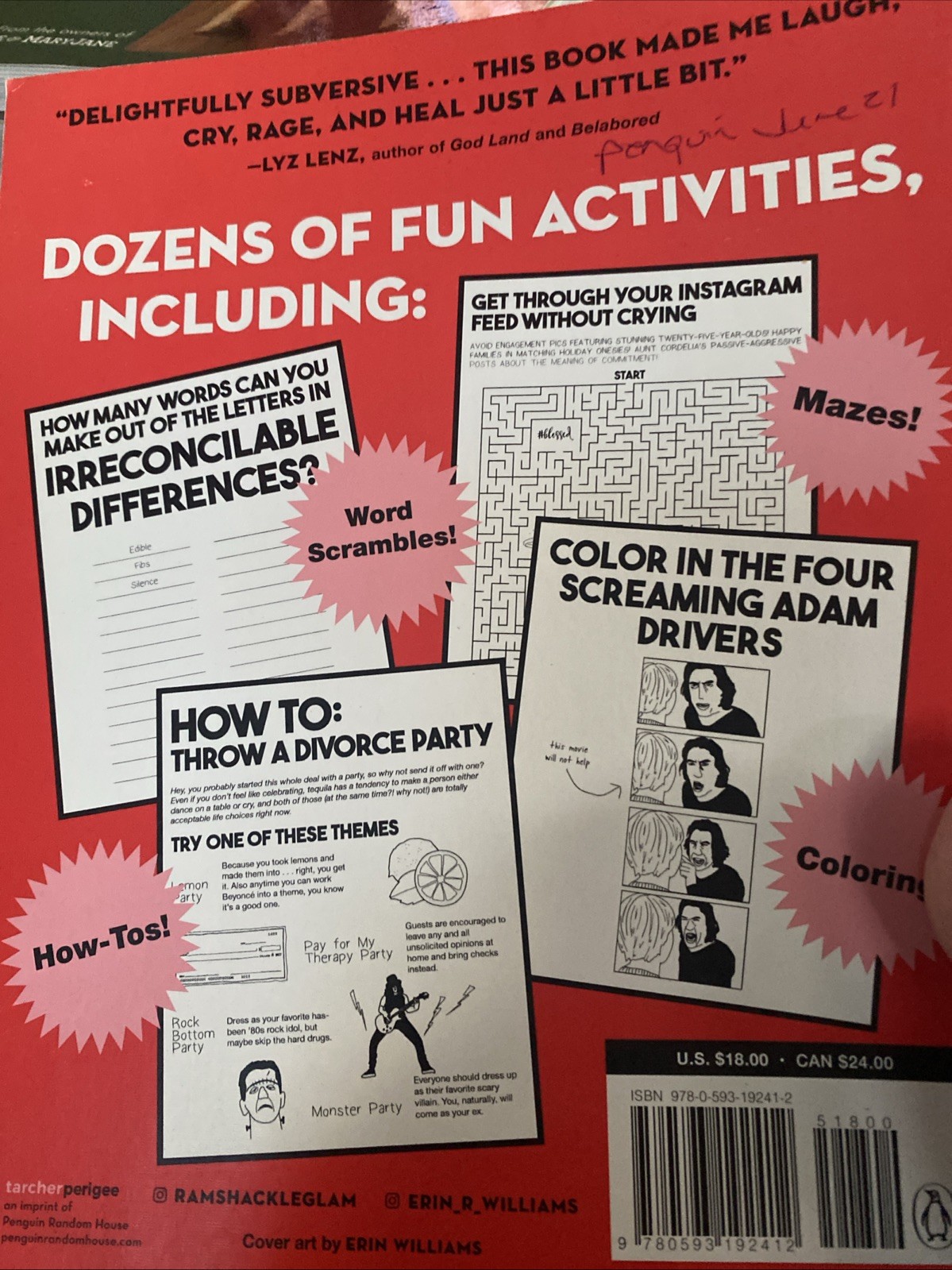 Big Activity Book for Divorced People by Erin Williams and Jordan Reid 🆕