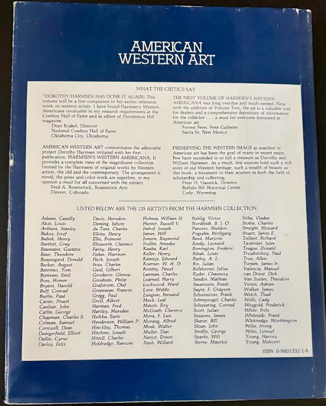 Harmsen, Dorothy. American Western Art. Signed by the author. 125 Biographies a