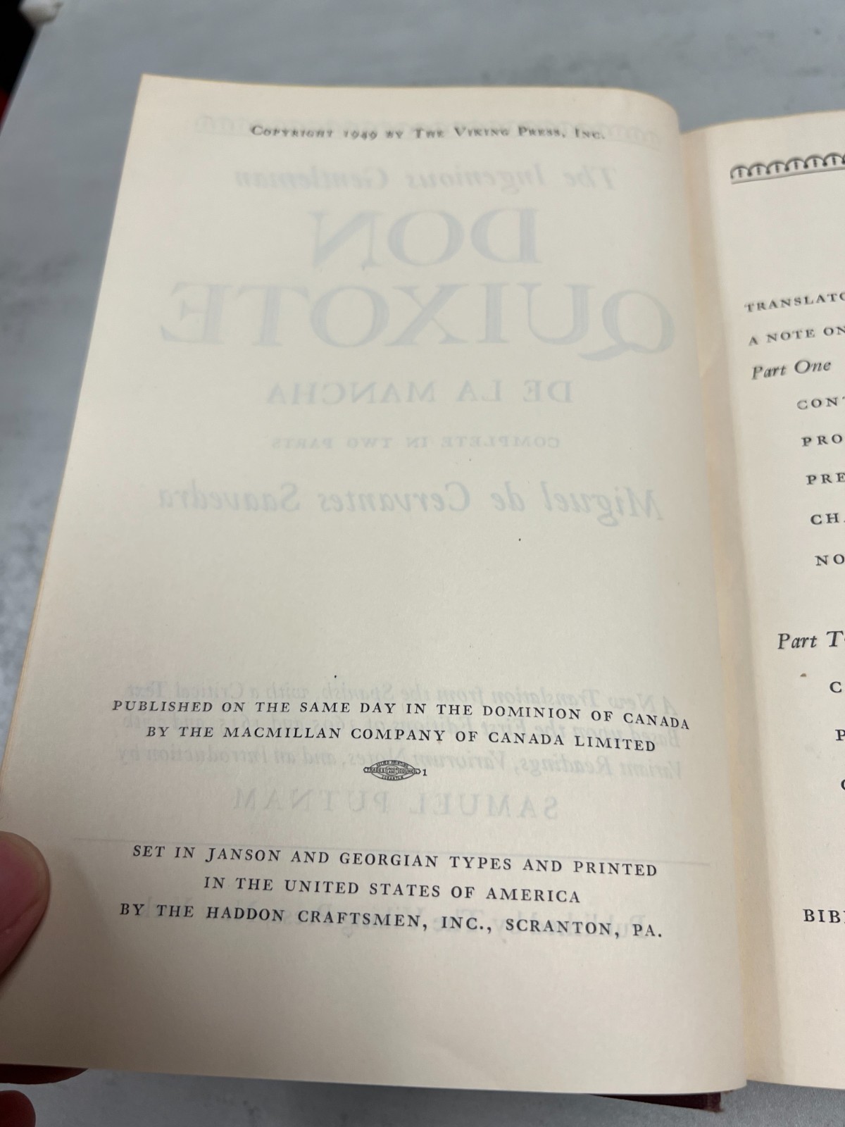 Don Quixote by Cervantes, Samuel Putnam translation (1949, HC/DJ) Viking Press