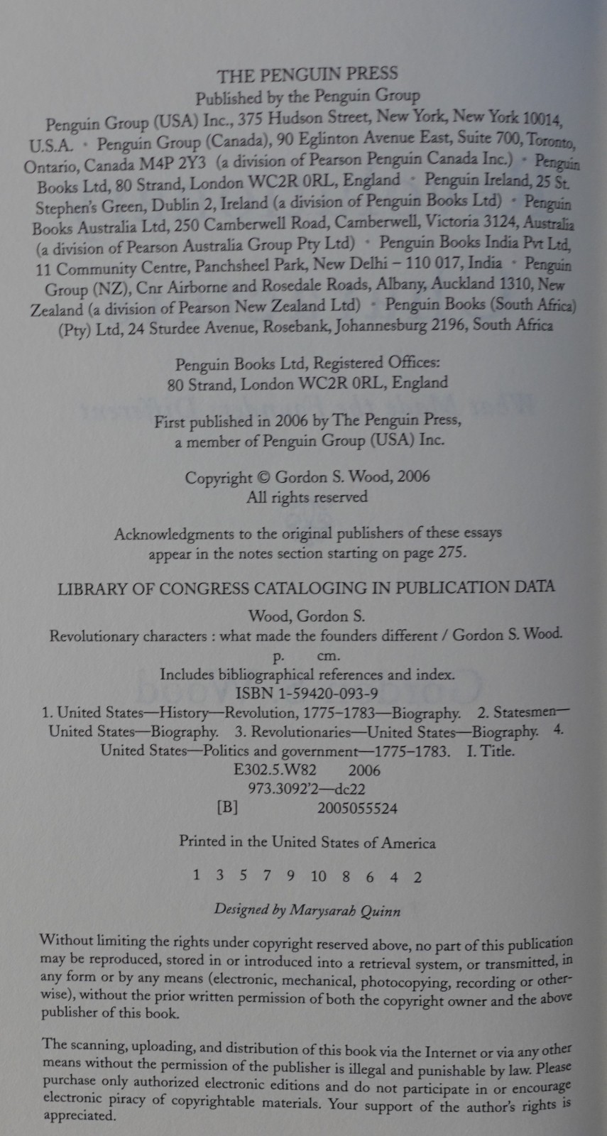 REVOLUTIONARY CHARACTERS BY GORDON S. WOOD