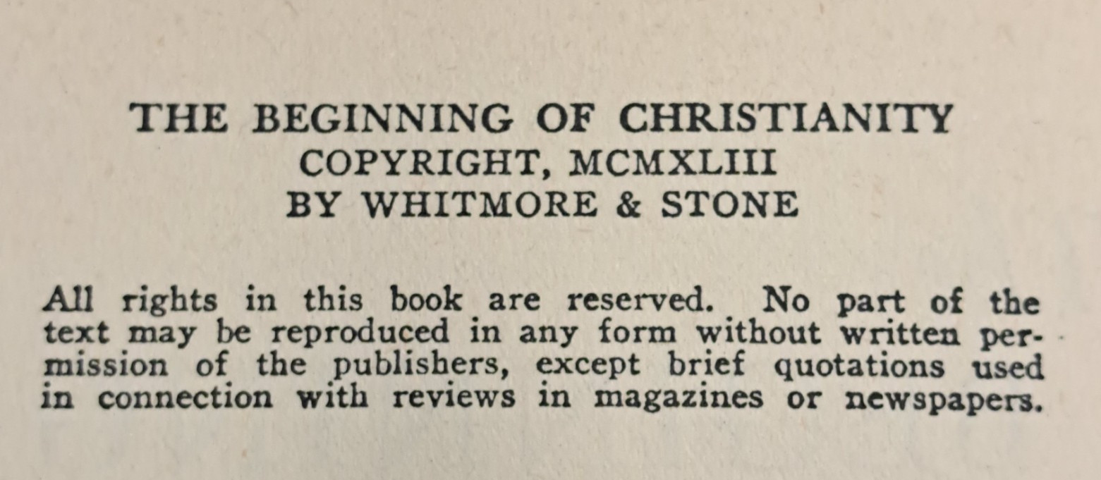 The Beginning of Christianity by Clarence Tucker Craig 1943 hardcover