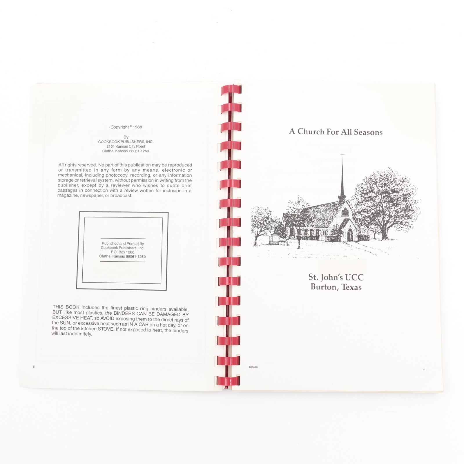 St John’s Presents A Honey of a Cookbook UCC Burton TX 1988 GBC 83 pages GUC