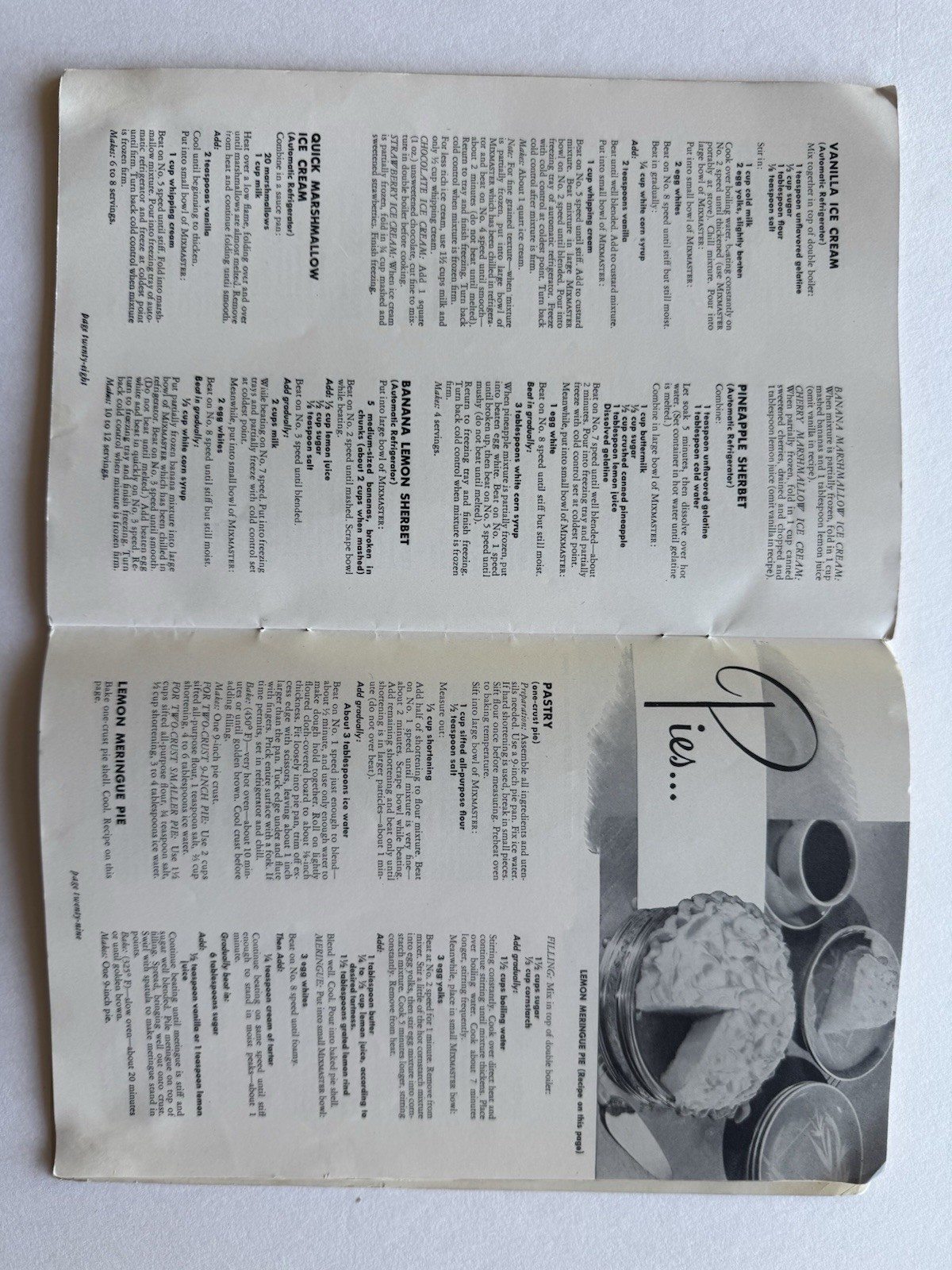 Sunbeam Automatic Mixmaster Booklet Recipe 1948 – 45 pages