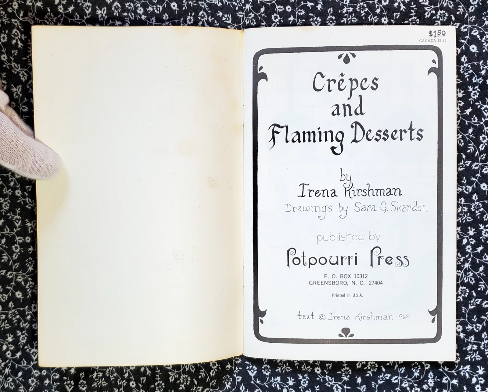 Crepes and Flaming Desserts, Irena Kirshman, 1969, PB, Potpourri Press
