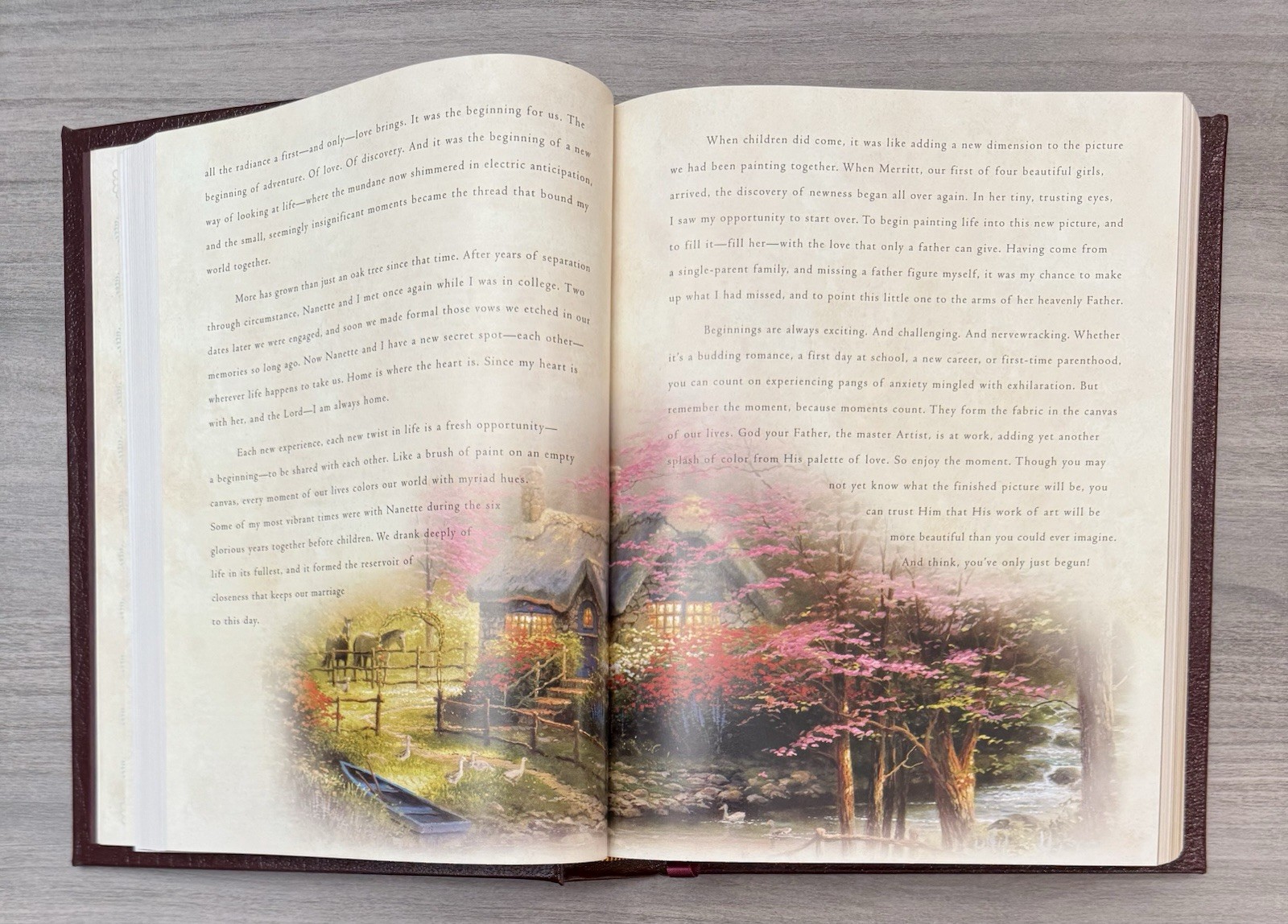 Thomas Kinkade Family Bible NKJV Lighting the Way Home PADDED Bonded Leather Ed.