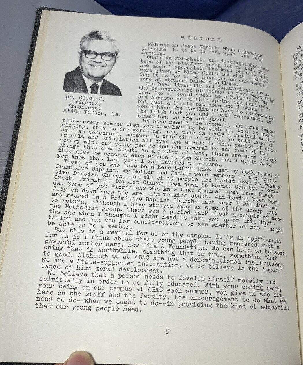 1972 54th Annual Southern States Primitive Baptist Conference Program History